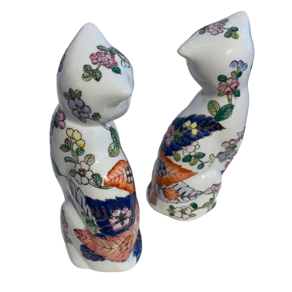 Vintage Tobacco Leaf Cats (Pair)