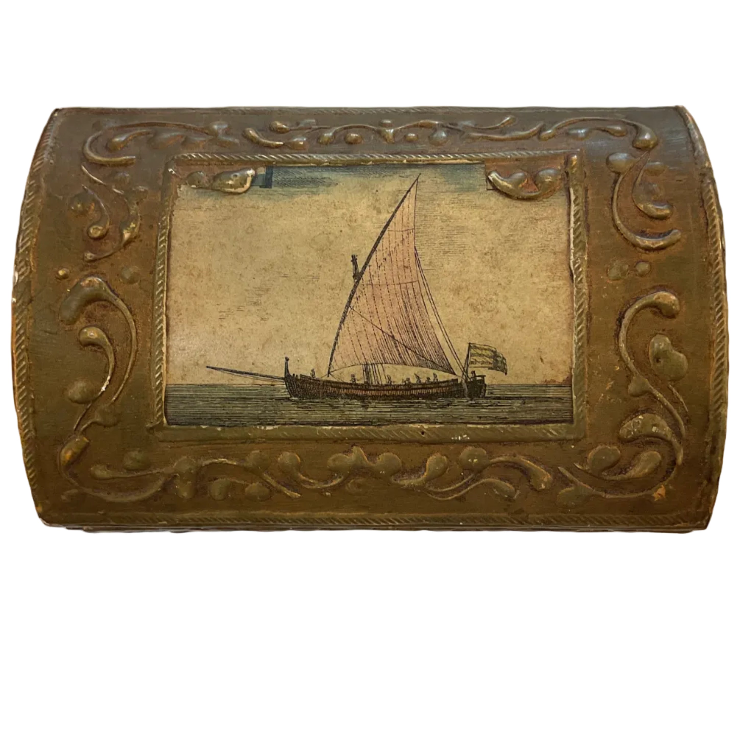 Florentine Gilted Dome Top Nautical Box