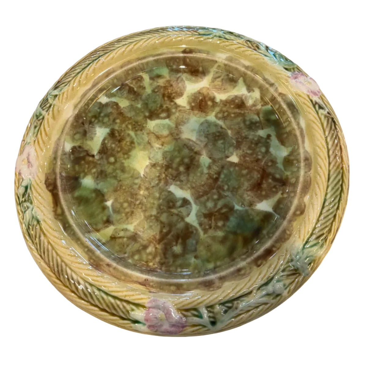 Antique Majolica Cheese Dome with Underplate (19th century)