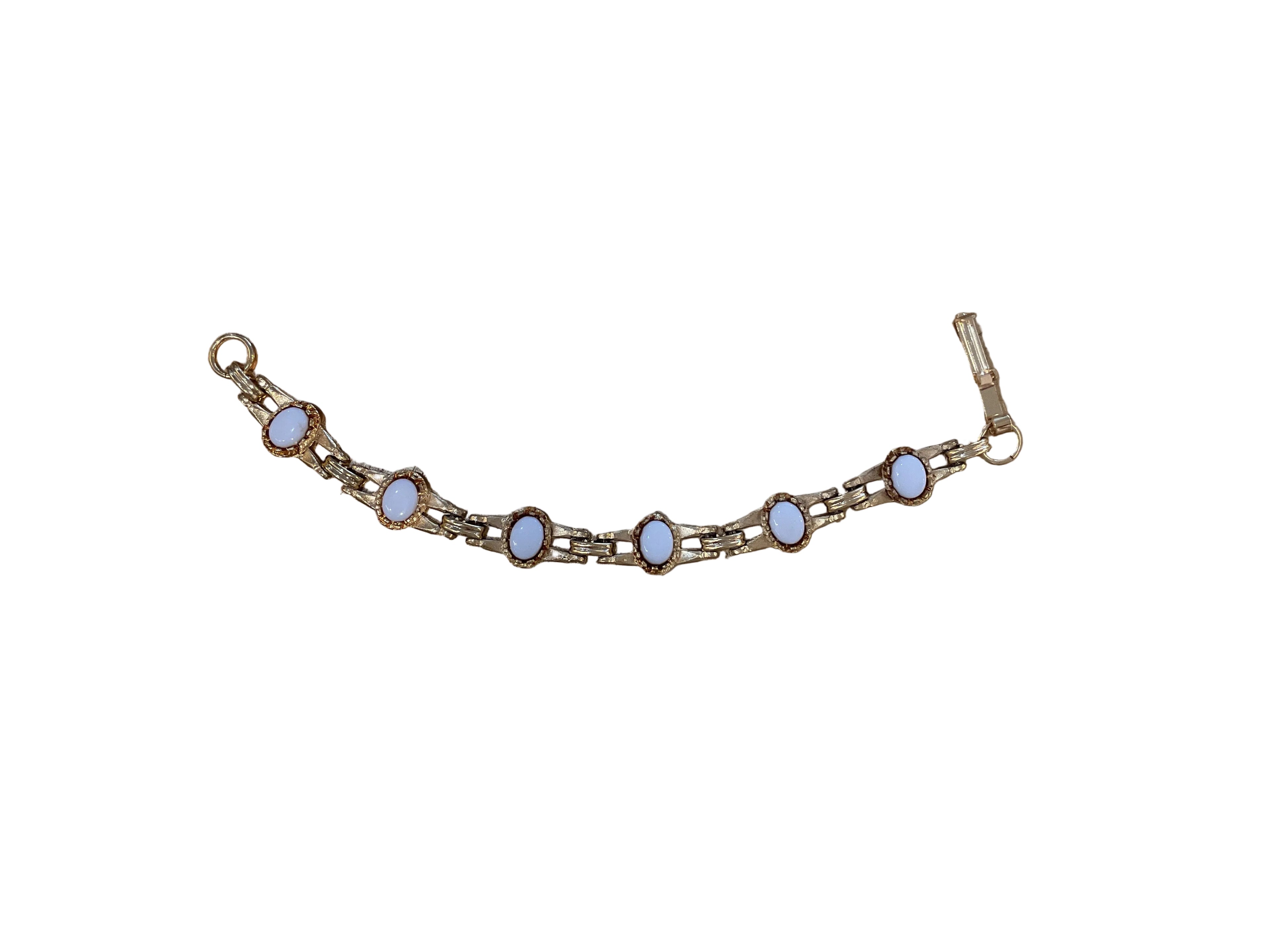 White Vintage Cabichon Scarab bracelet