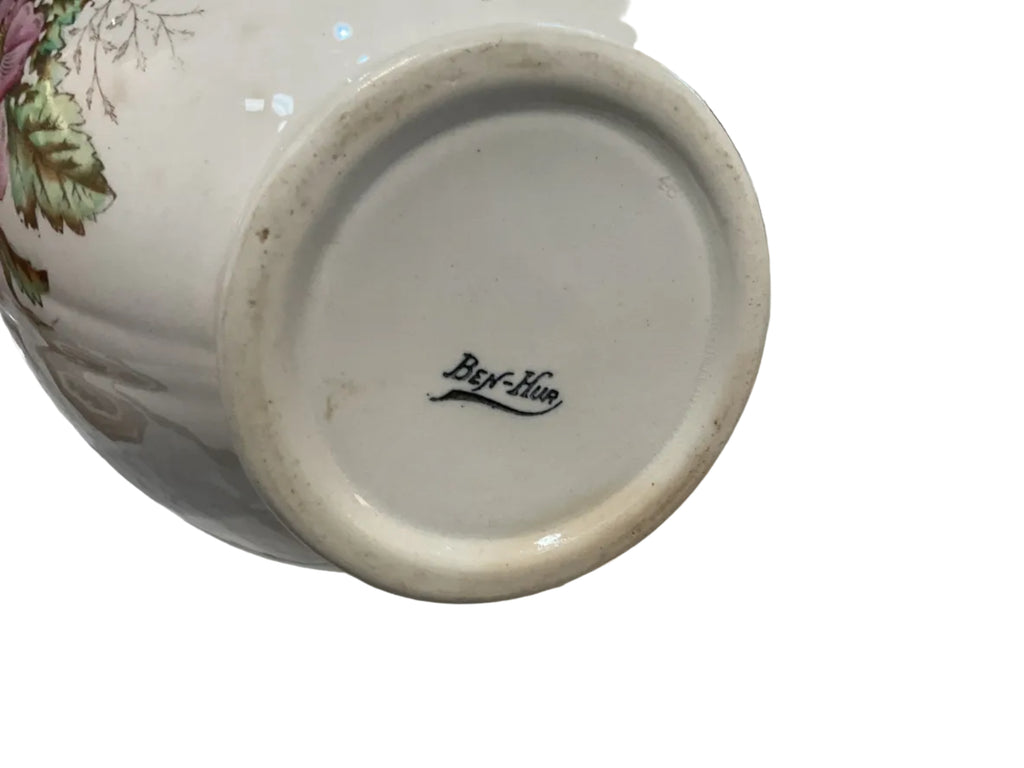 Ben Hur Vintage Transfer Ware Floral Pitcher