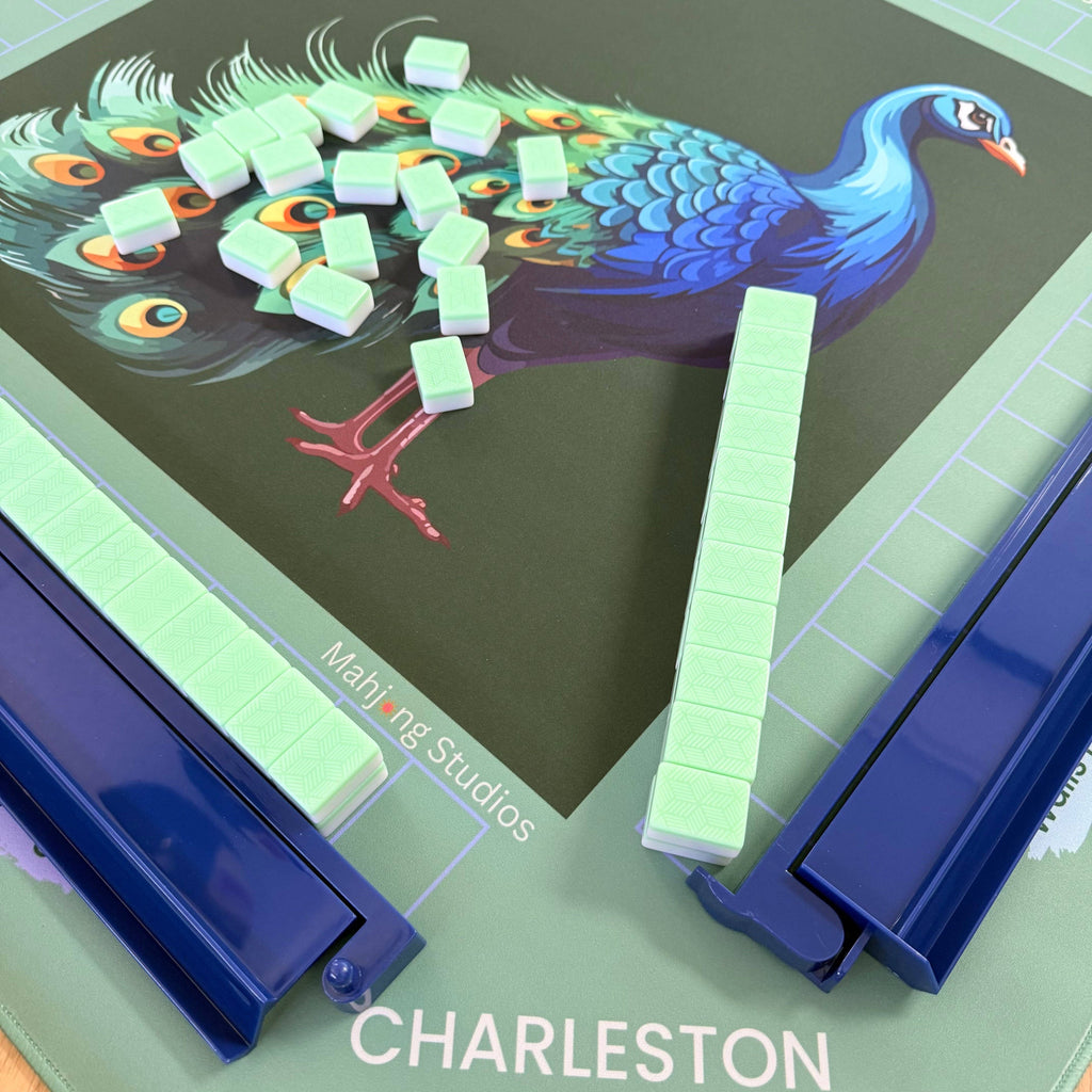 Jade Peacock Mahjong Mat - ships rolled