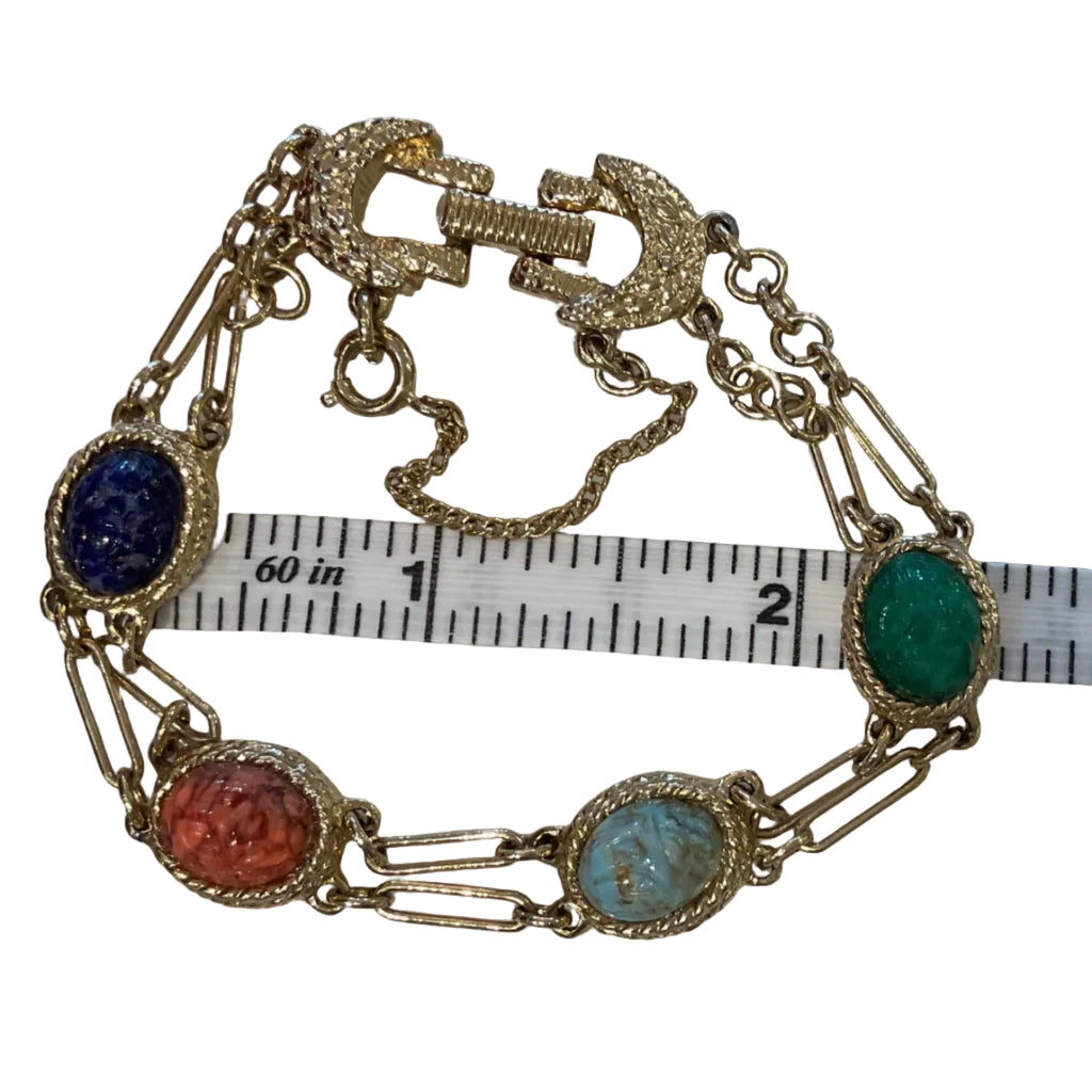 Vintage Scarab (4) Paperclip Bracelet