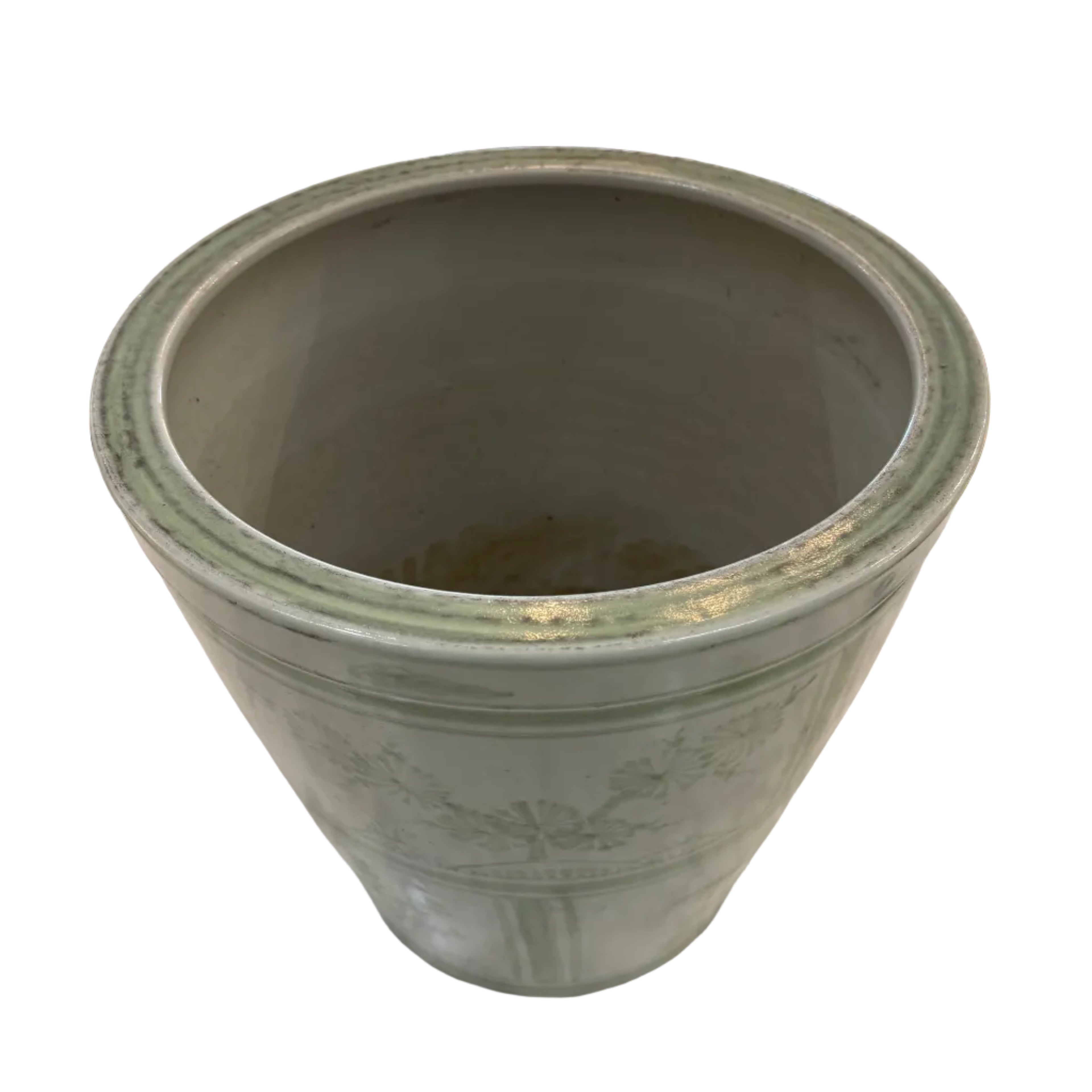 Green & White Porcelain Three Friends Tiles Planter