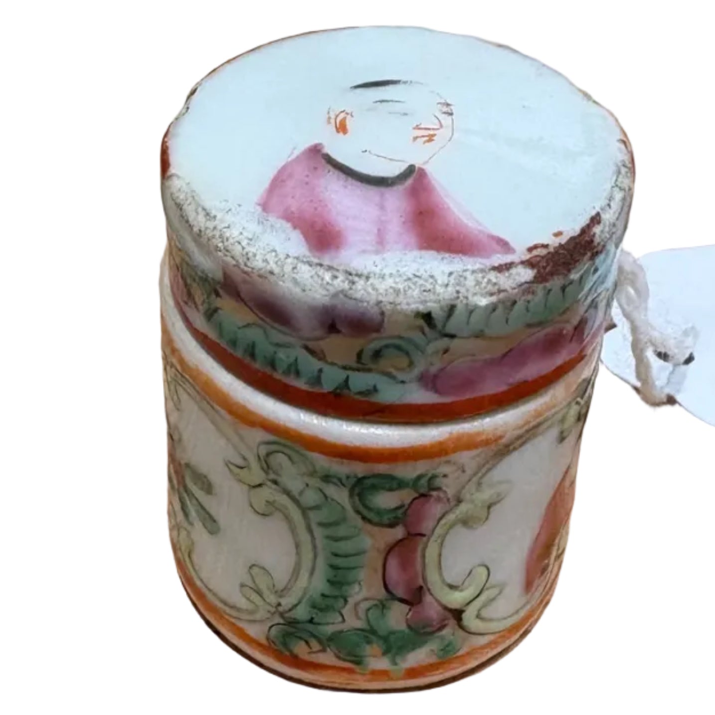 19th c. Rose Medallion Mini Lidded Jar