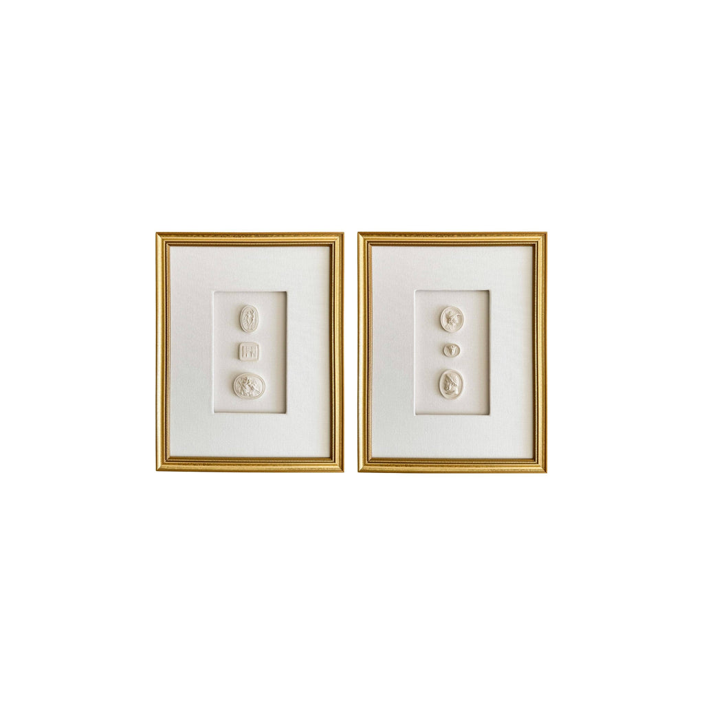 Gold Framed European Intaglios - Set of Two 