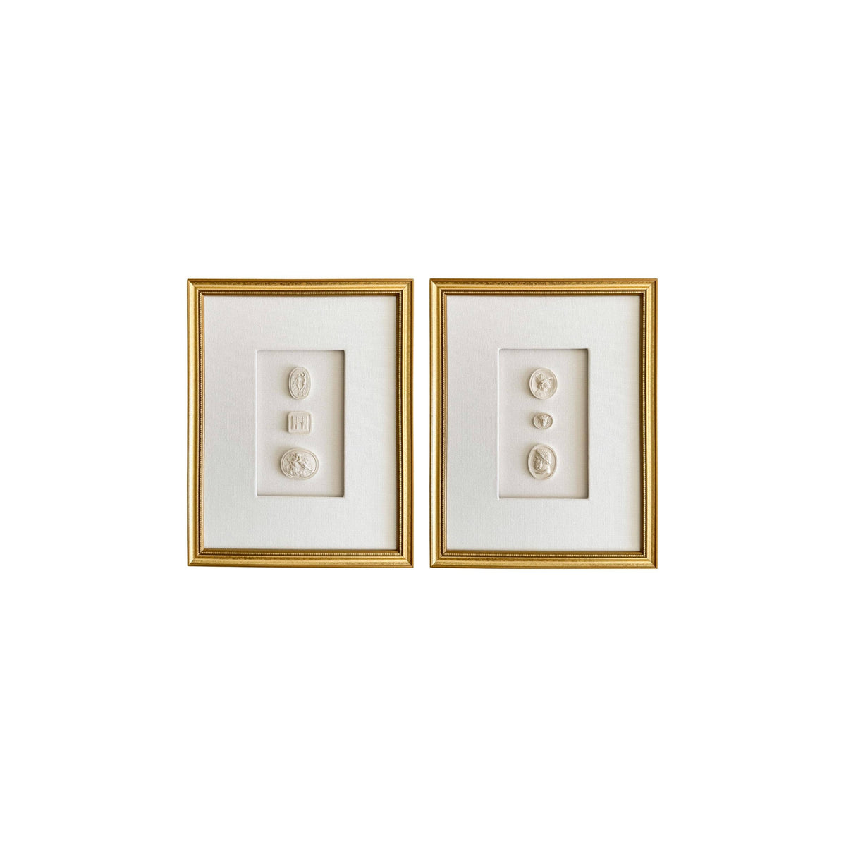 Gold Framed European Intaglios - Set of Two 