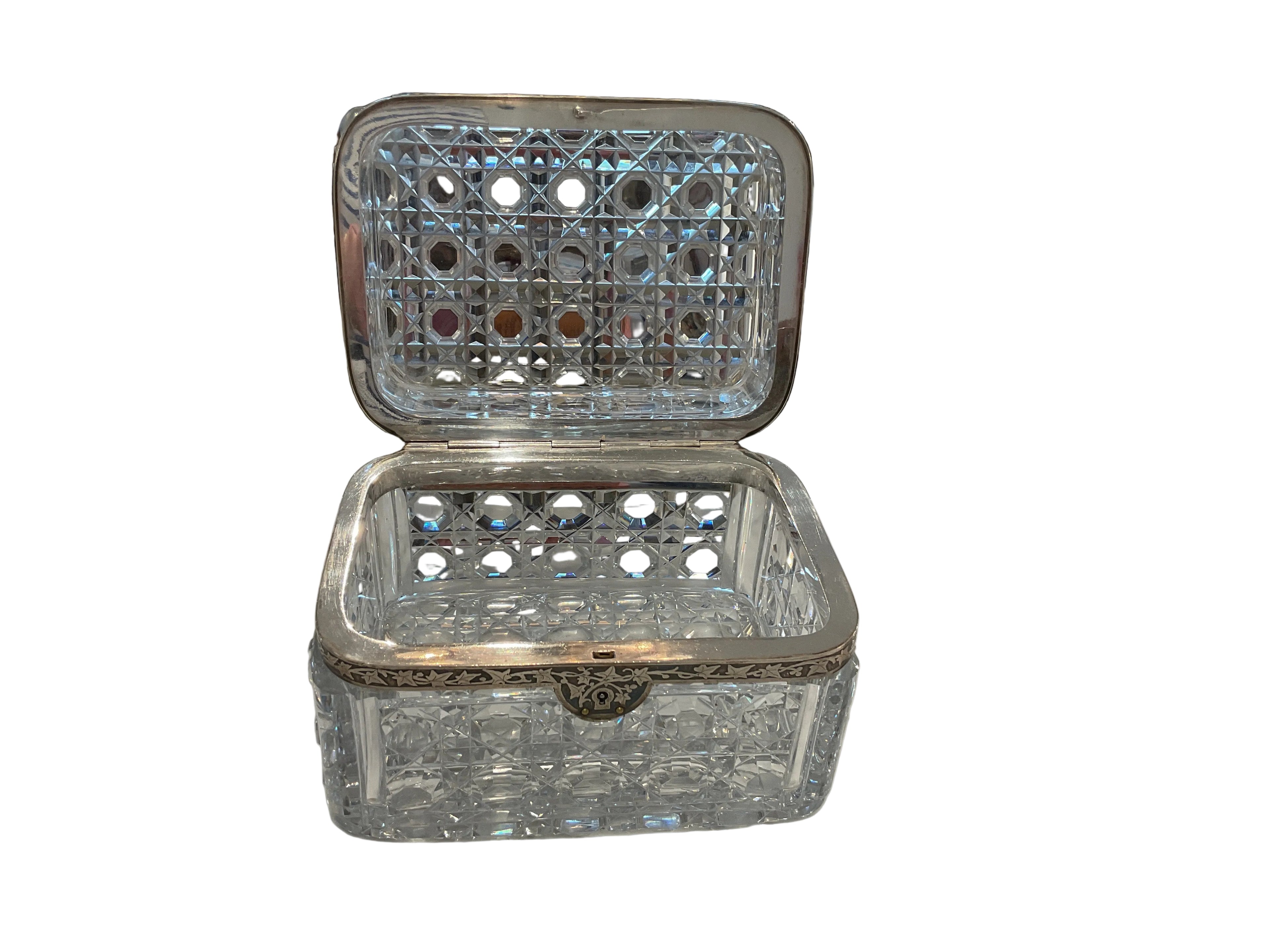 Baccarat Crystal and solid Sterling silver casket box