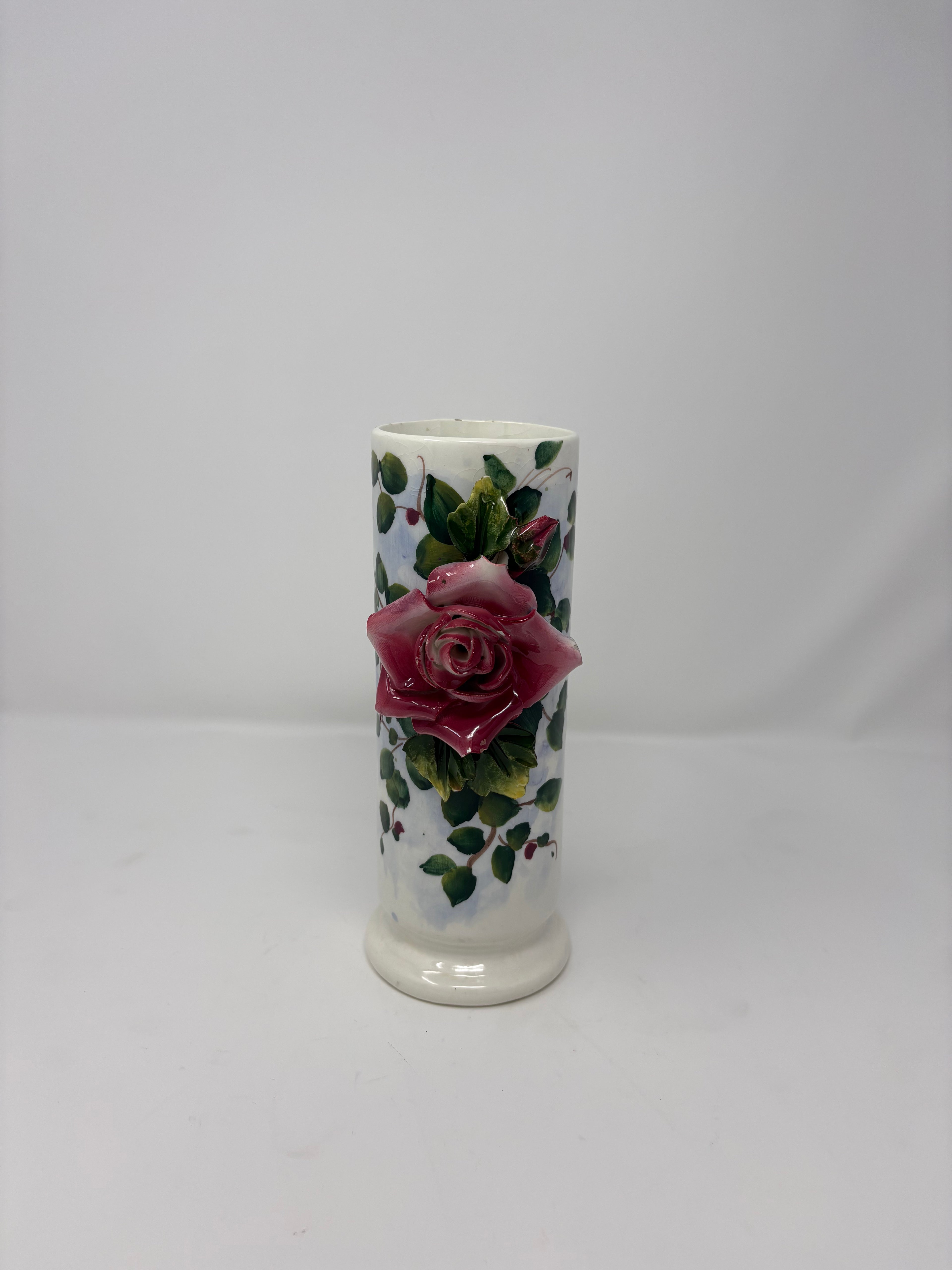 1940s Italian Majolica Rose Pitcher