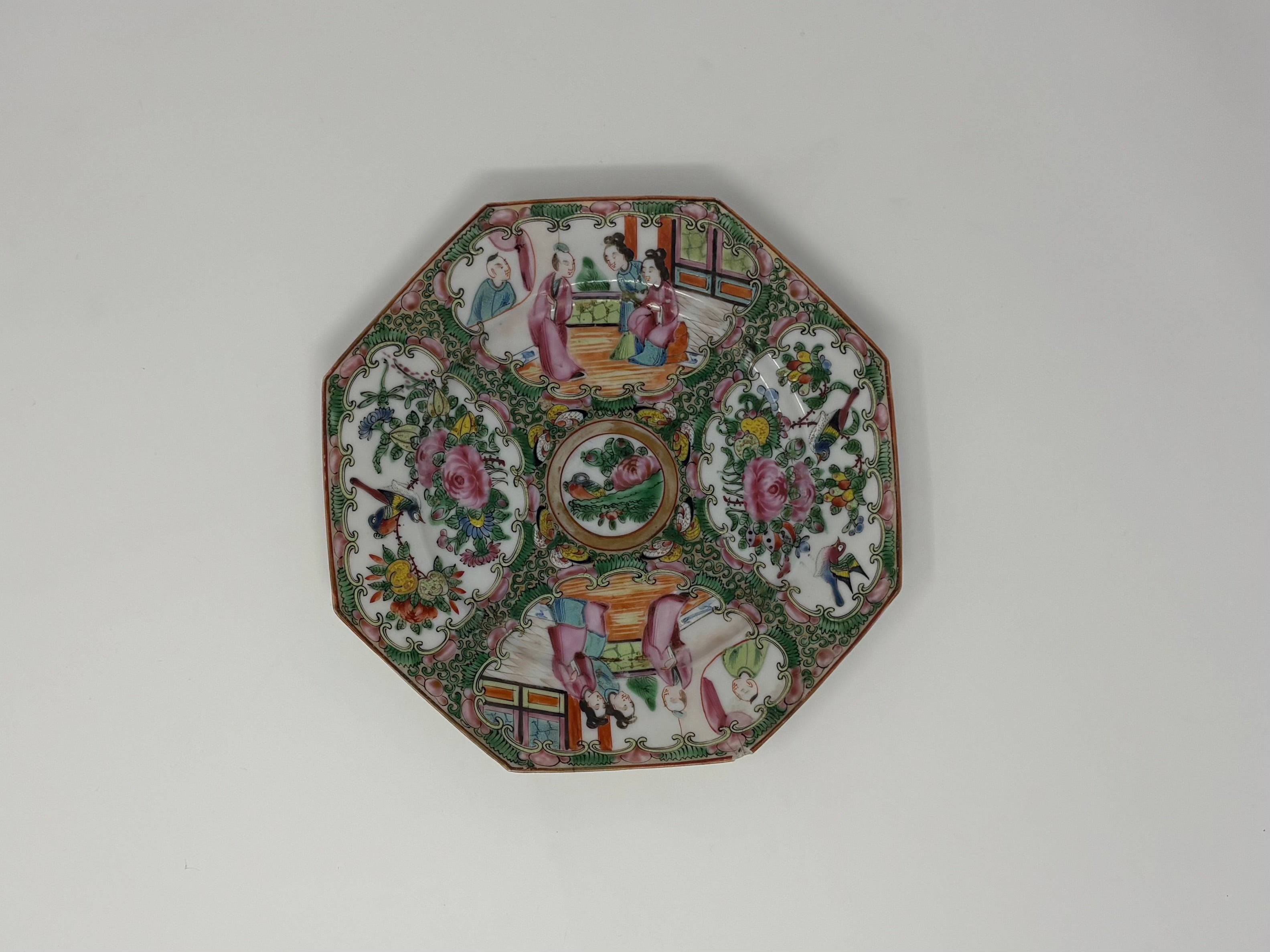 19th Century Rose Medallion Octagonal Plate