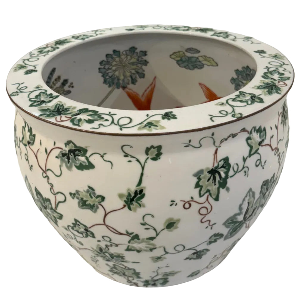 Vintage Hand-painted Planter with Koi