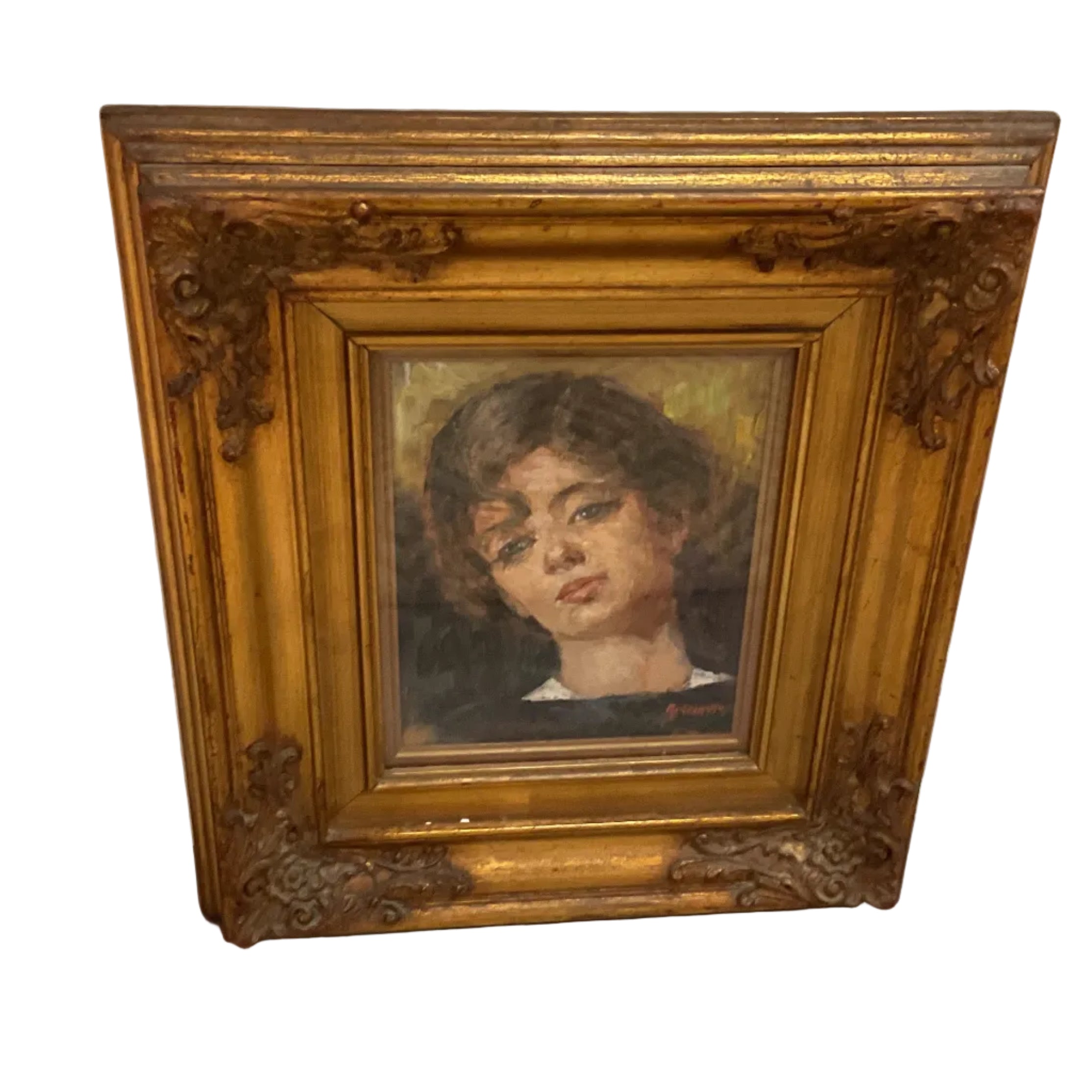 Antique Italian Portrait of a Young Girl