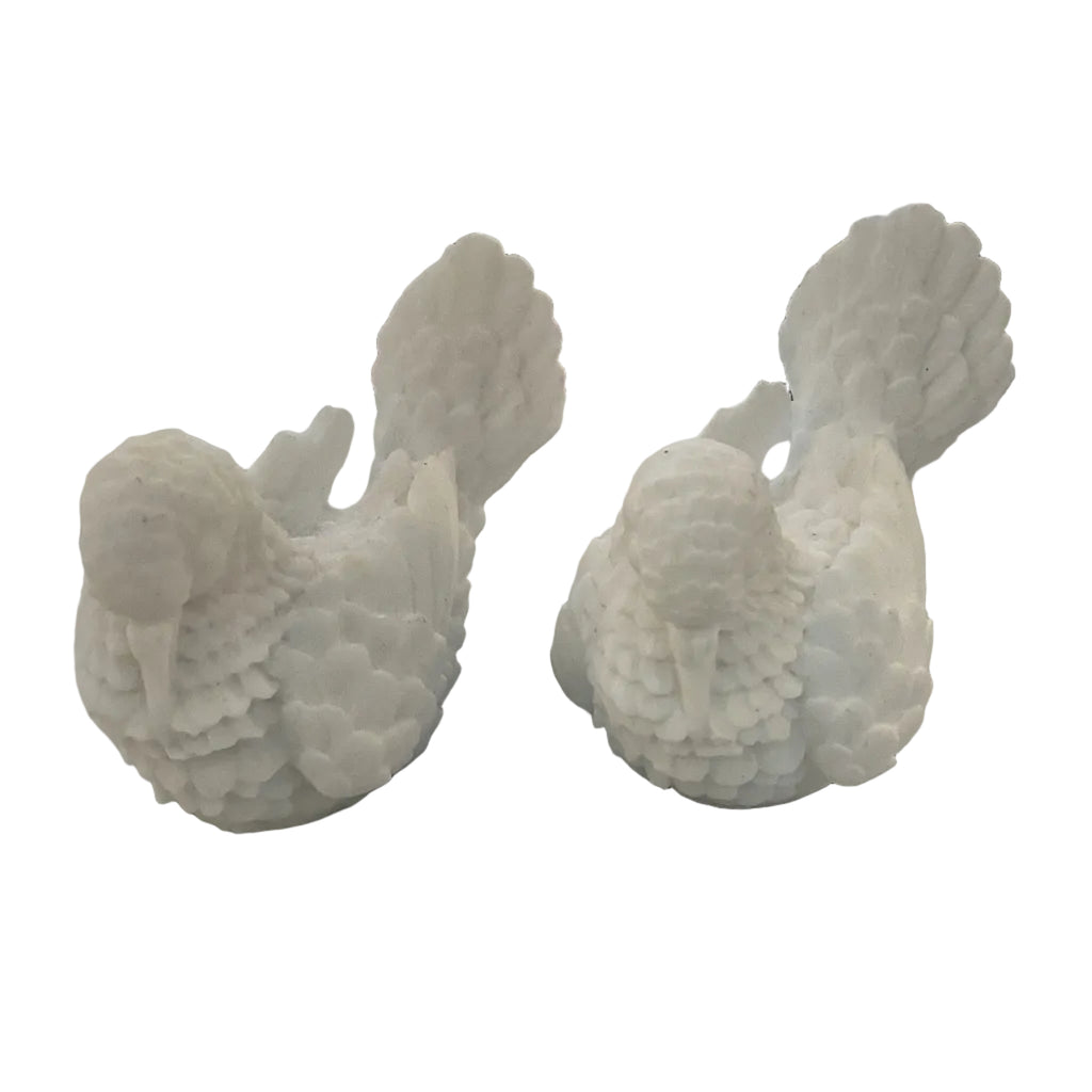 Alabaster White Birds Pair