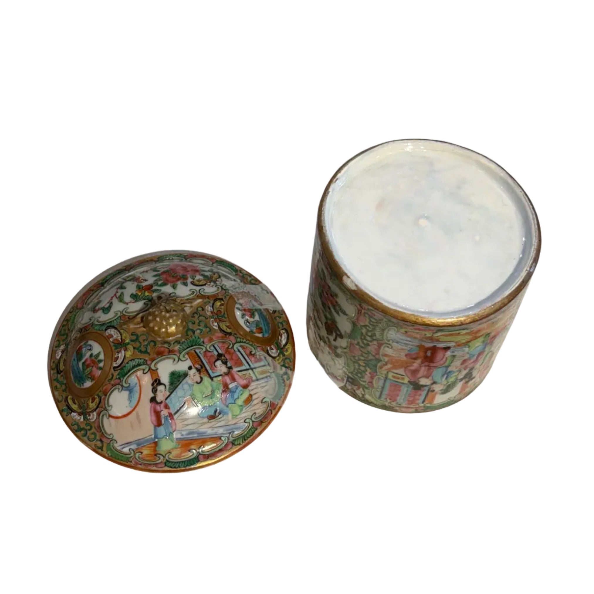 19th century Rose Medallion Small Lidded Jar