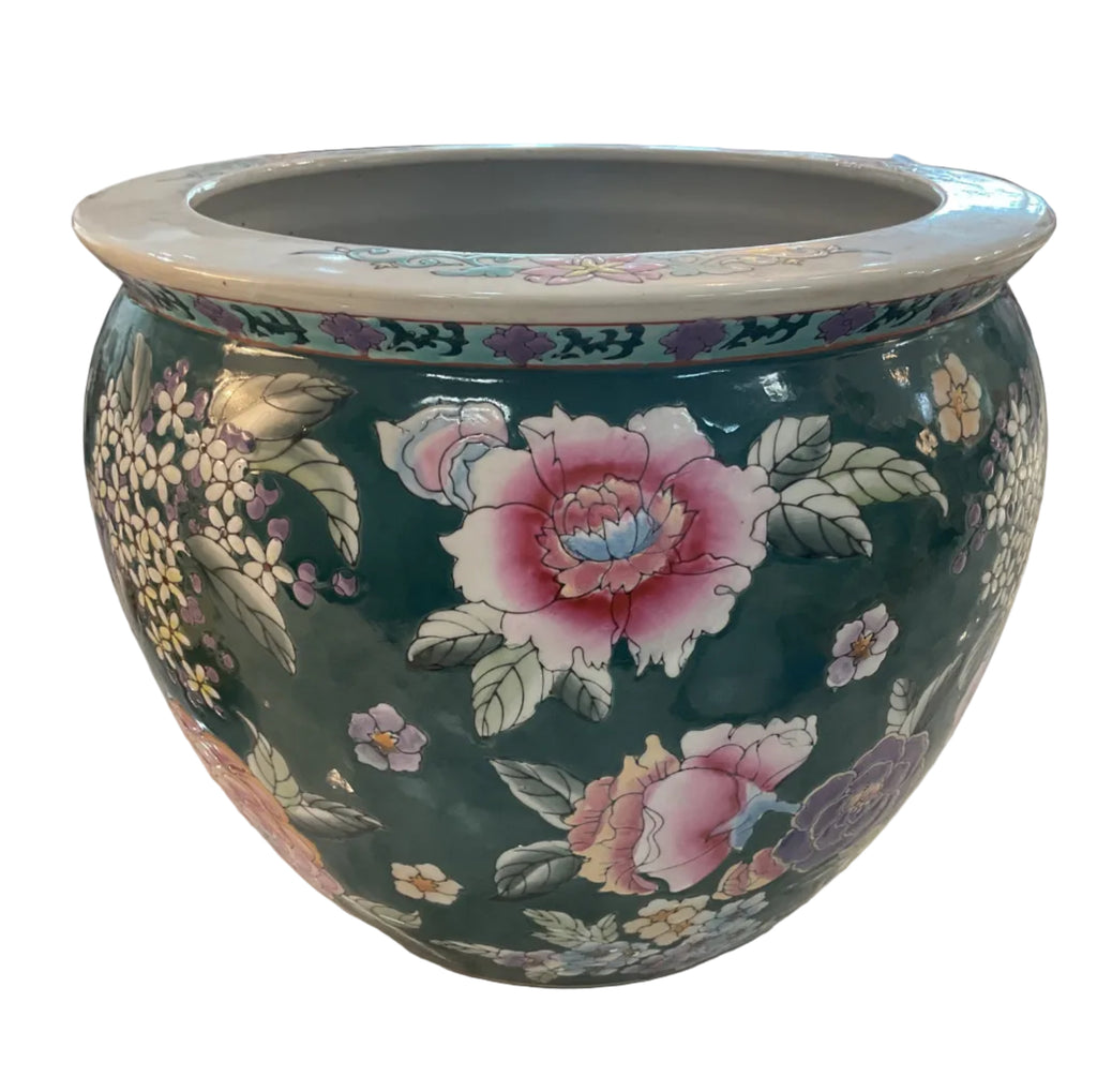 Antique Famille Rose handpainted Planter w/Koi