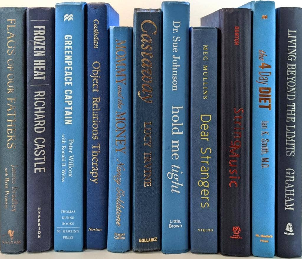 Blue books by the foot for decor