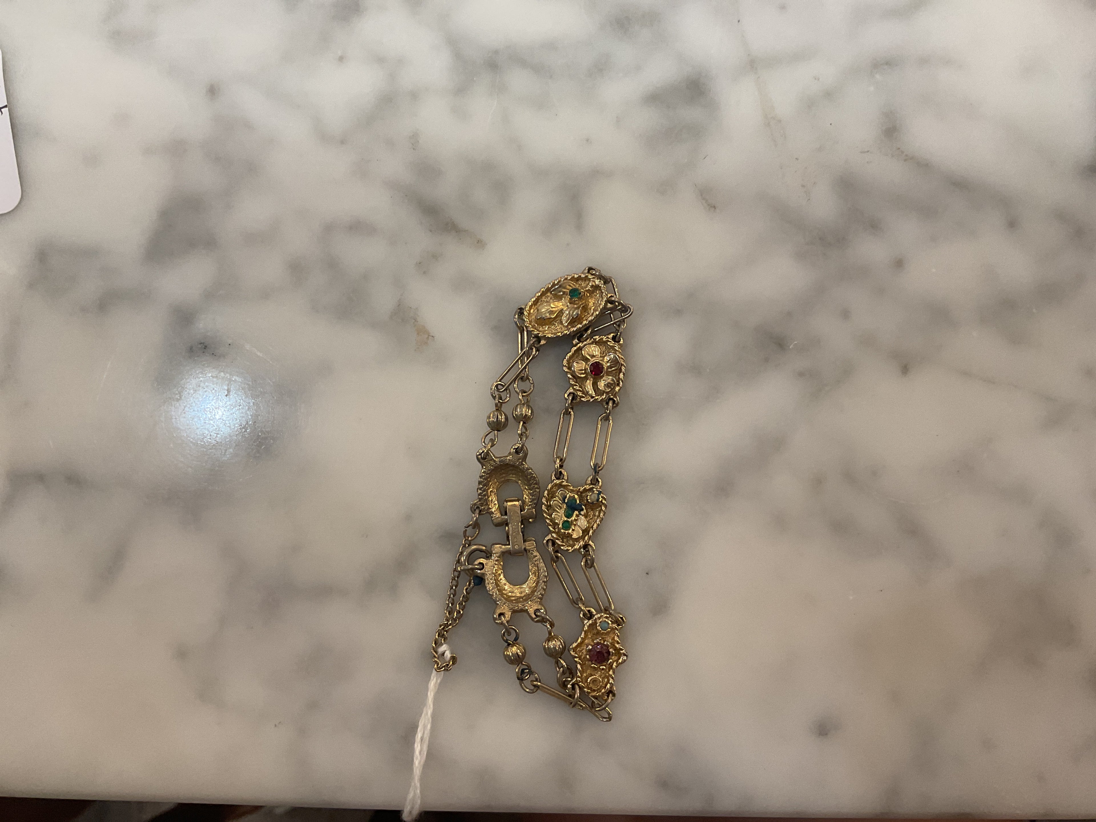 Vintage Gemstones Moon Bee Heart Bracelet