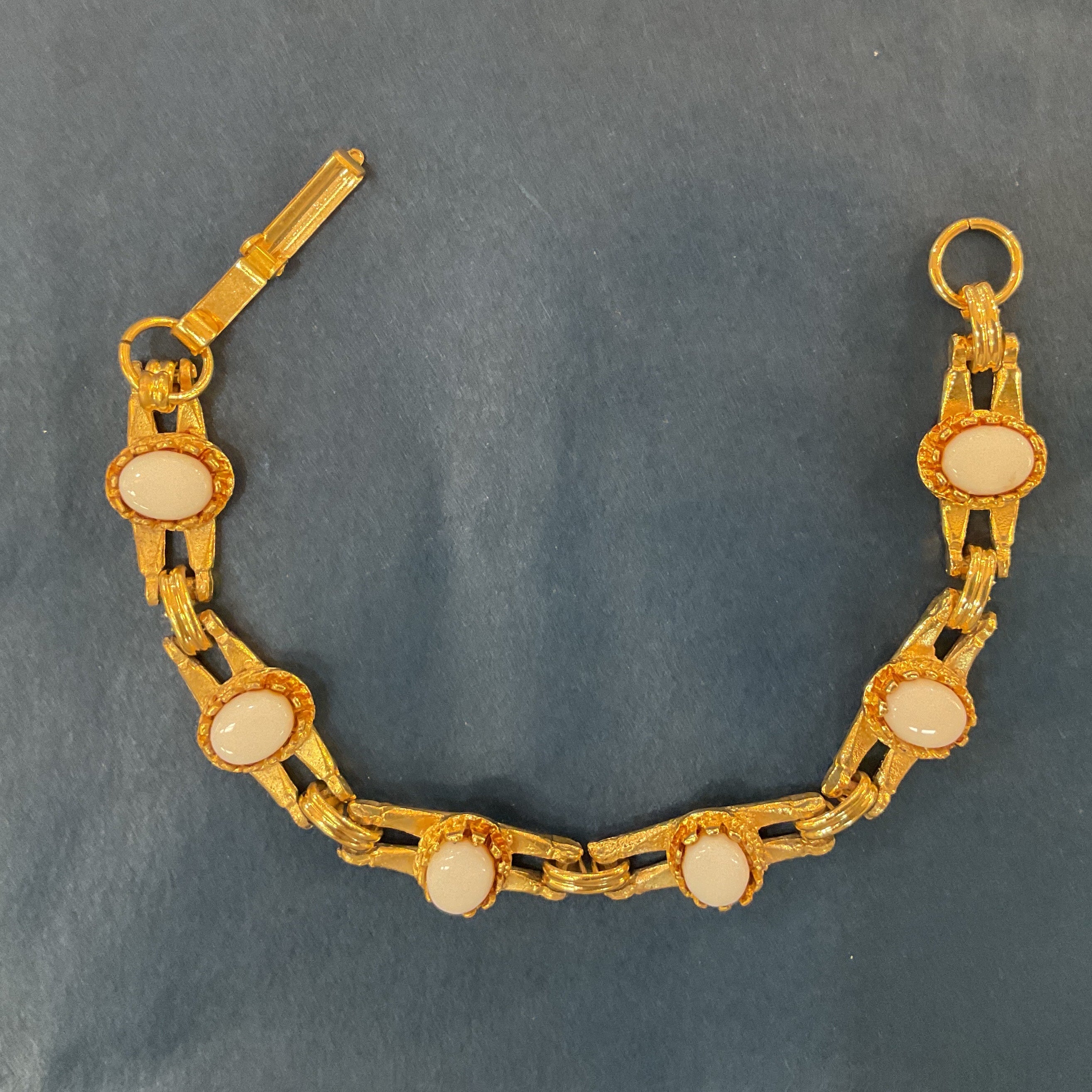White Vintage Cabichon Scarab bracelet
