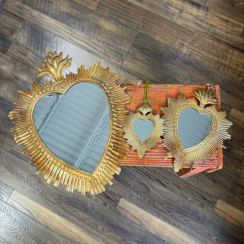 Tin Rounded Rays Sacred Heart Mirror