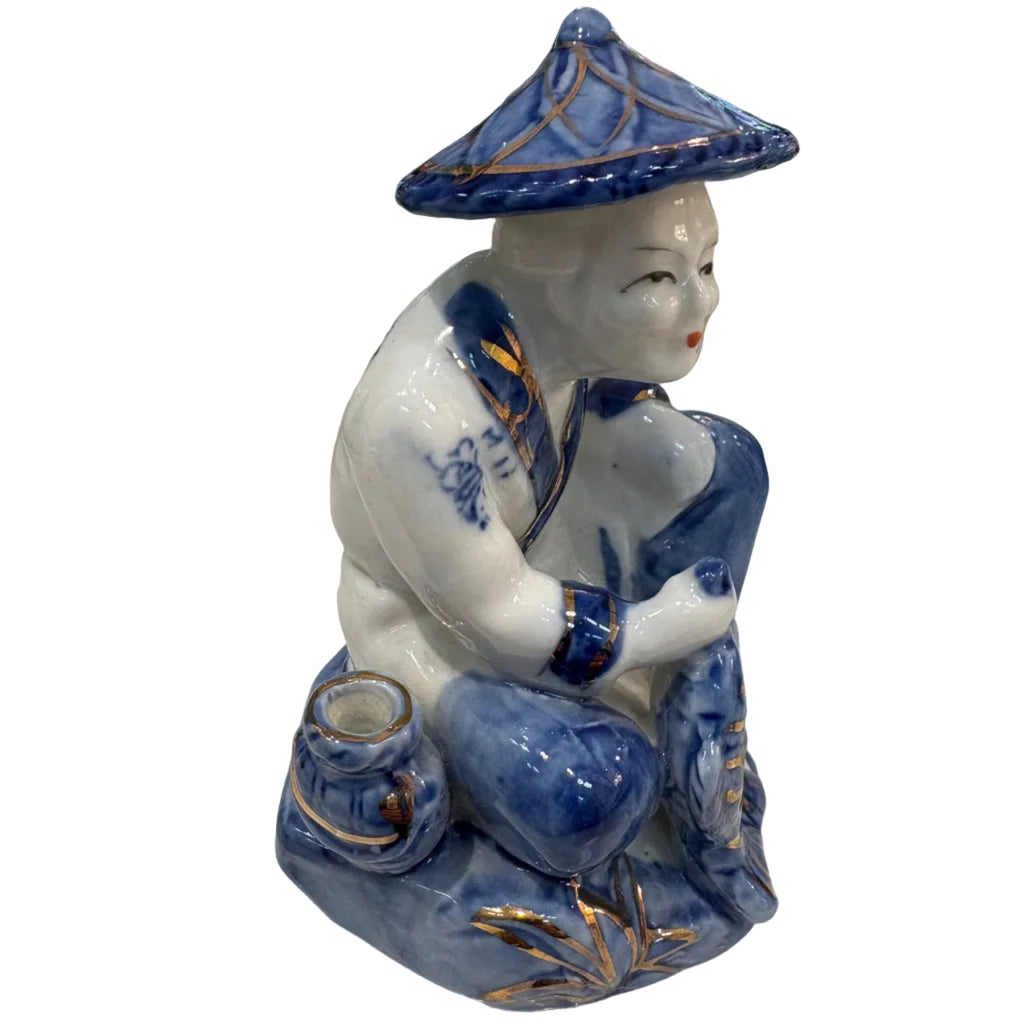 20th c. Porcelain Chinese Woman with fish