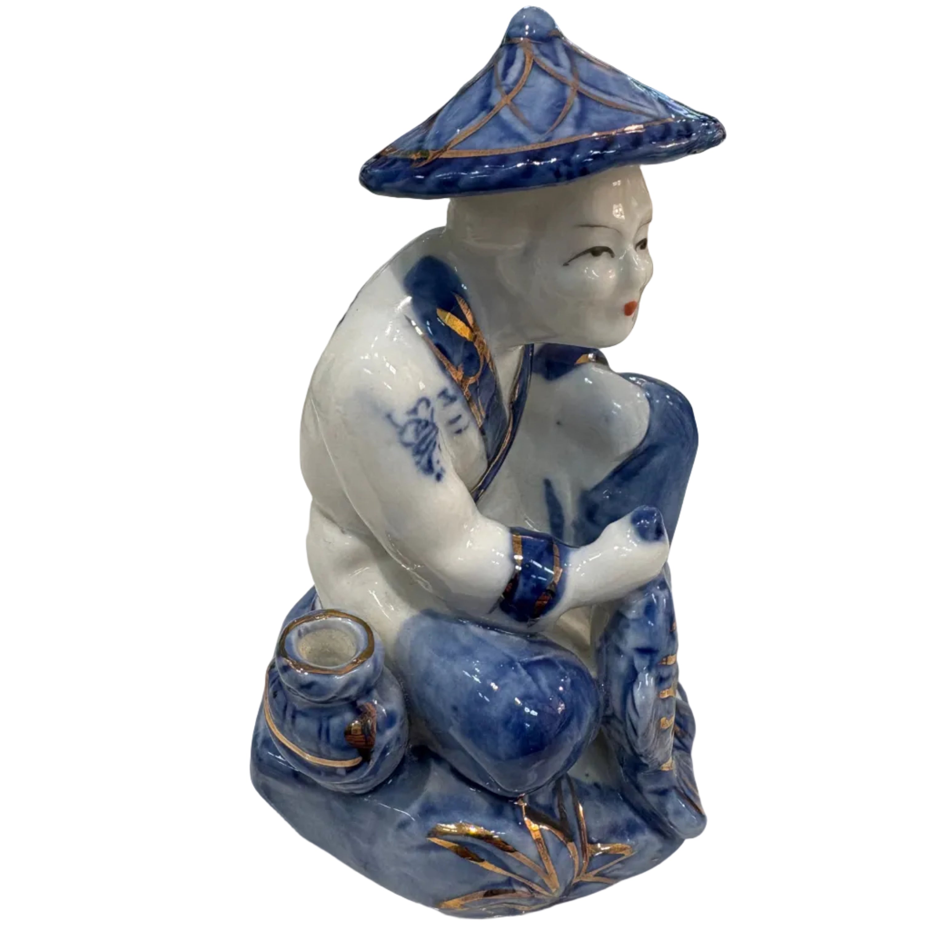 20th c. Porcelain Chinese Woman with fish