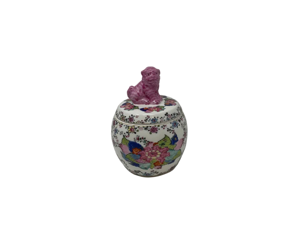 Porcelain Foo Dog Lidded Box Candle-Tobacco Leaf