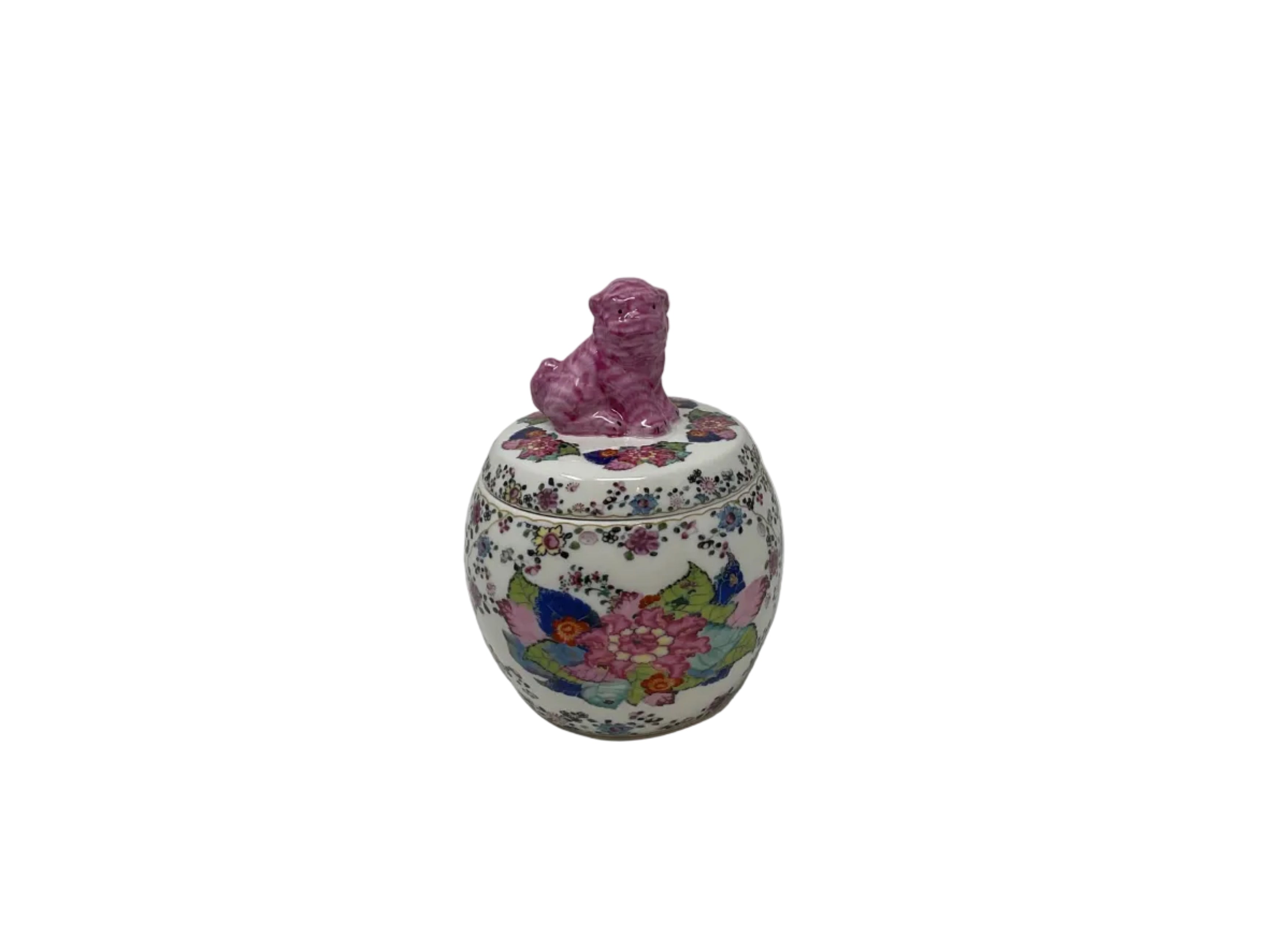 Porcelain Foo Dog Lidded Box Candle-Tobacco Leaf