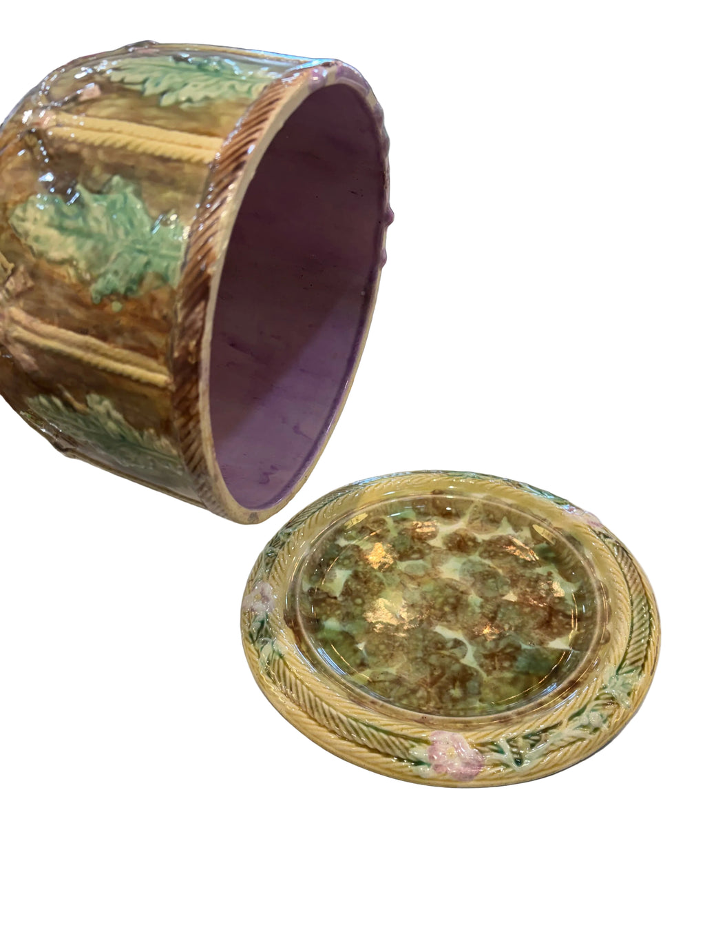Antique Majolica Cheese Dome with Underplate (19th century)