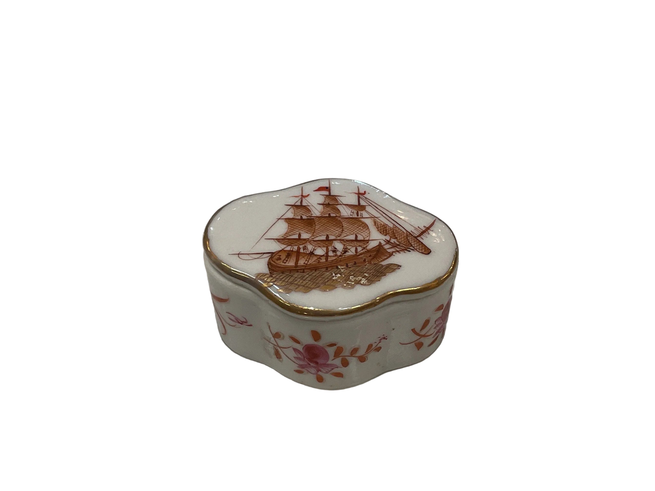 Porcelain Sailboat Trinket Dish (Golden Water)