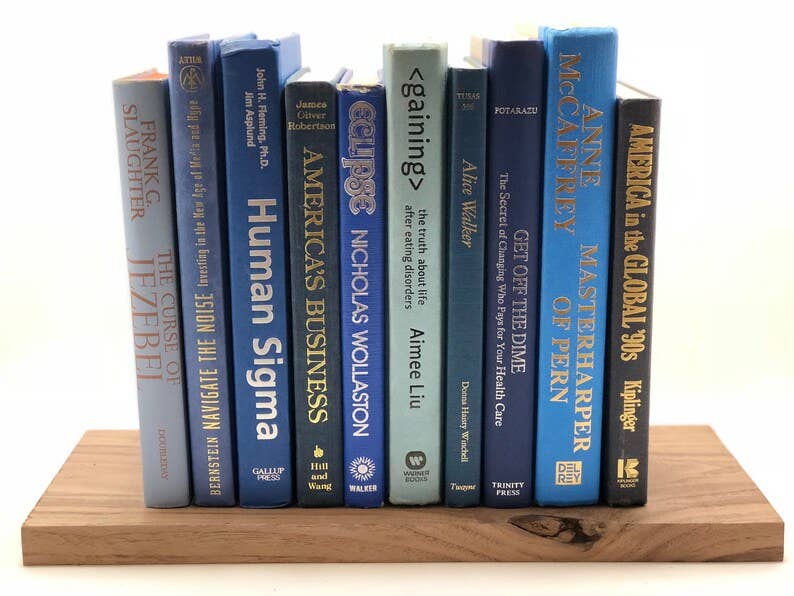 Blue books by the foot for decor