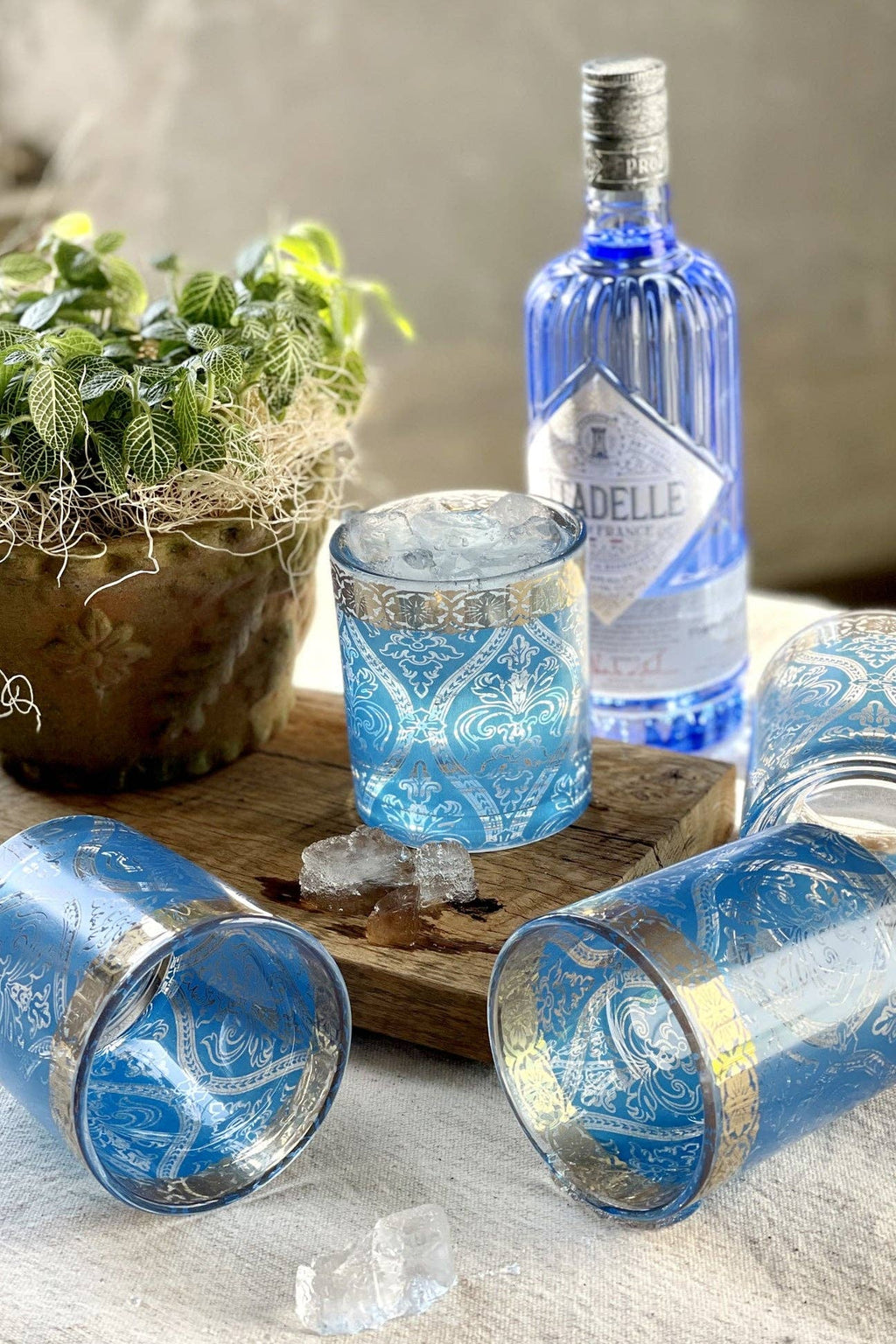 Patina Vie Turquoise Gem Cocktail Glass, S/4