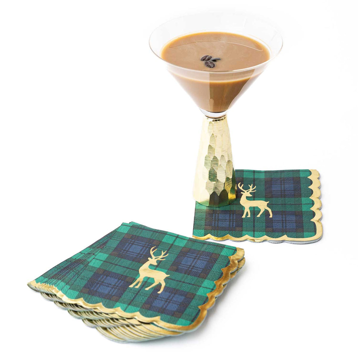 Blackwatch Plaid Gold Foil Beverage Napkins, 16-Ct