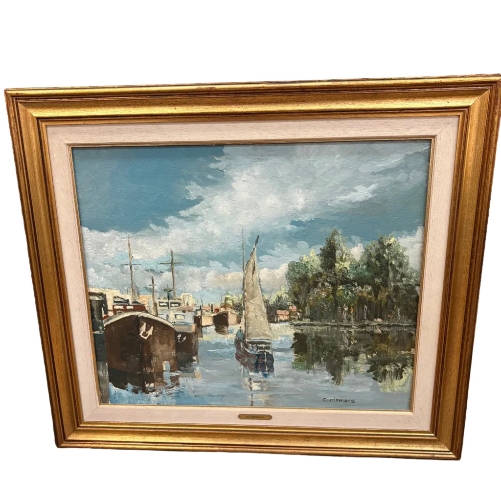 Vintage Ships Painting (30.5” W x 27” H)