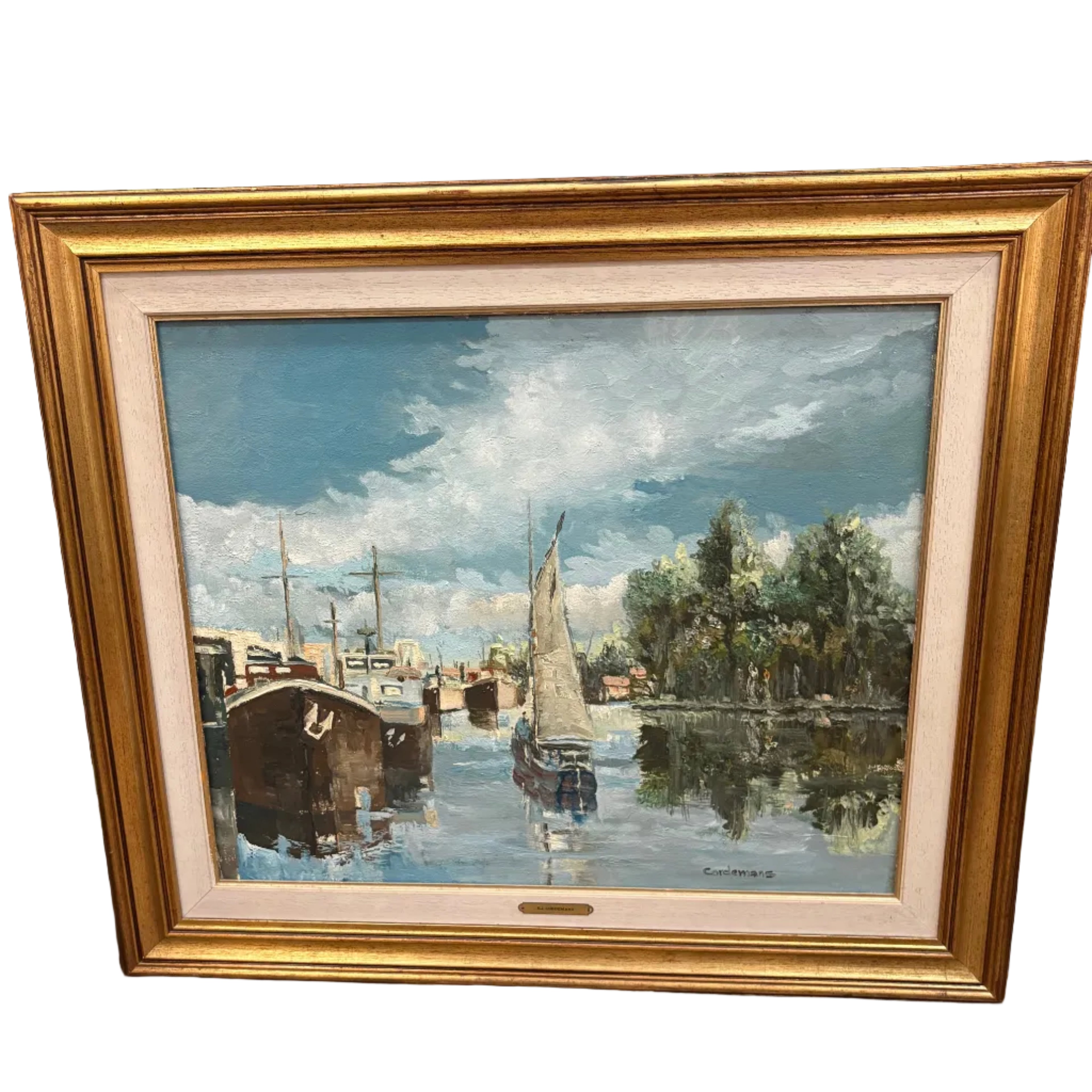 Vintage Ships Painting (30.5” W x 27” H)