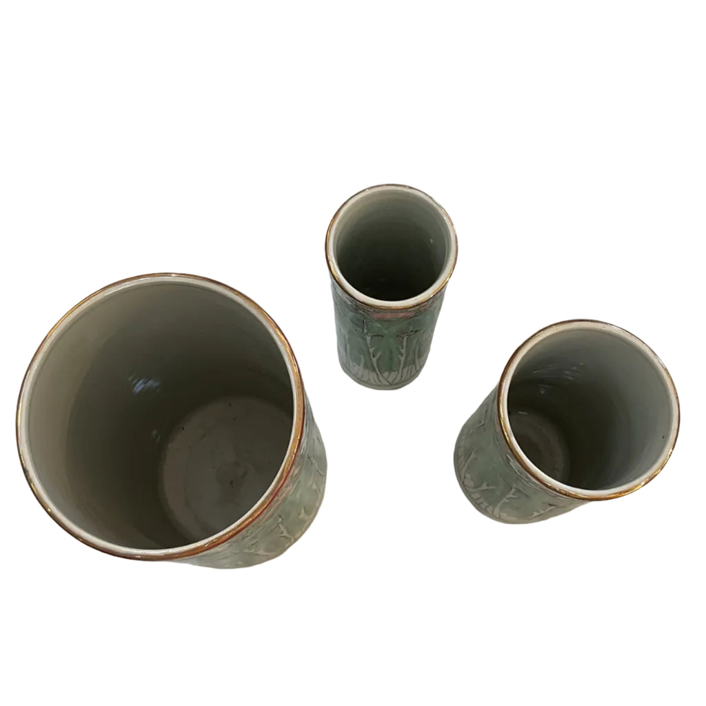 Bok Choy Cylinder Vases Set of 3
