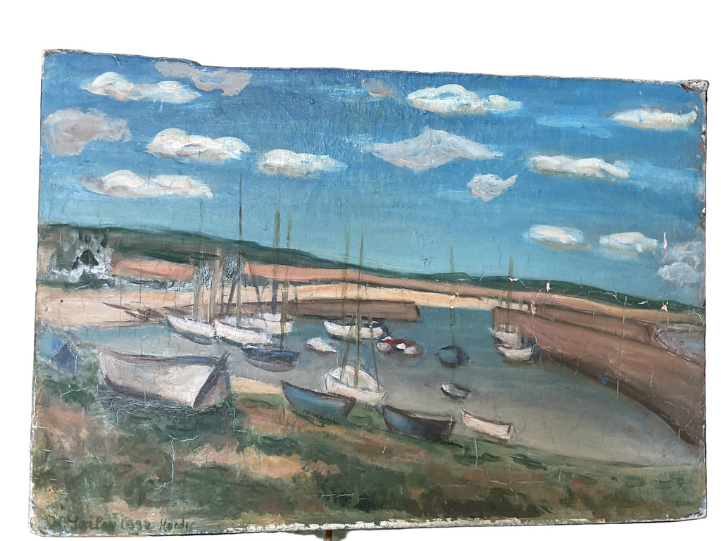 Vintage French double sided painting on board