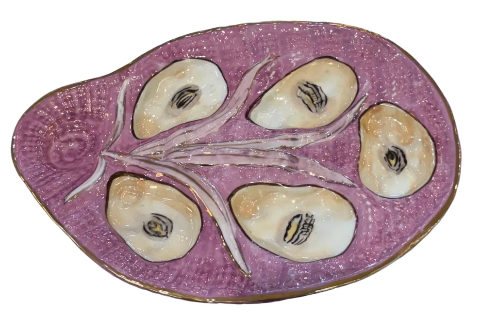 Antique Oyster Plate (Pink and Beige and Gold)