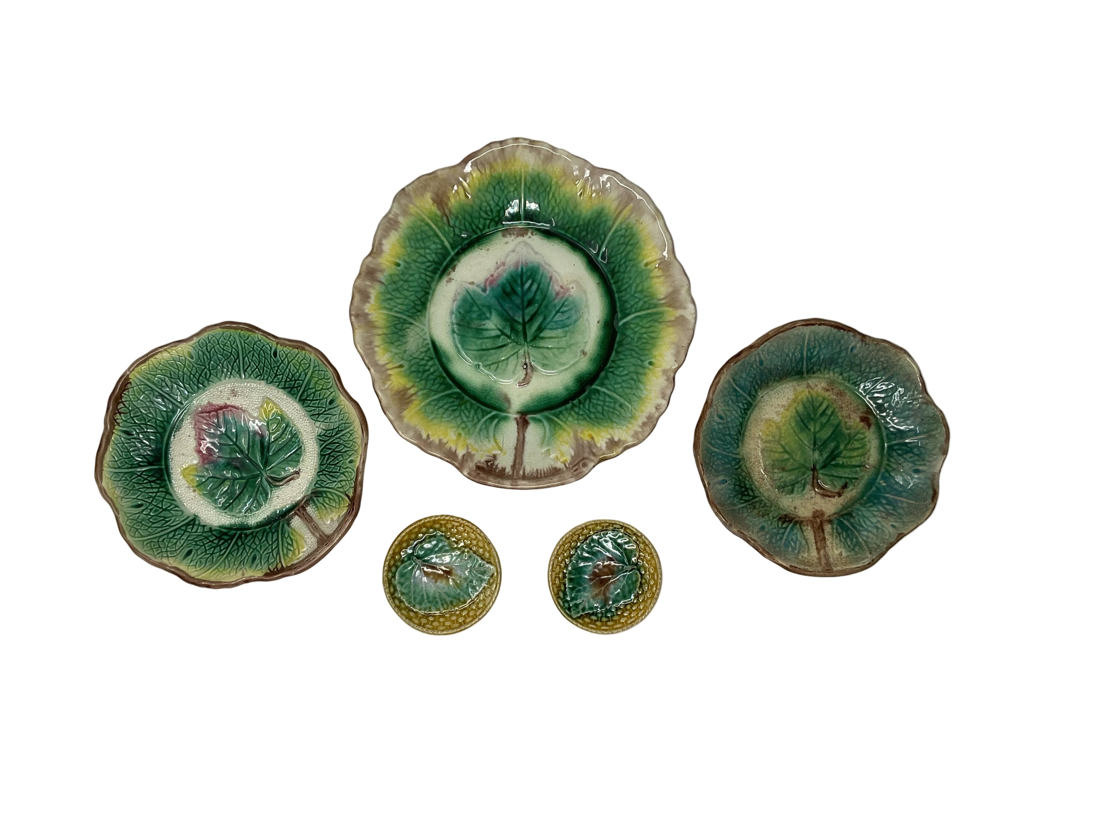 Antique French Majolica Plate Set