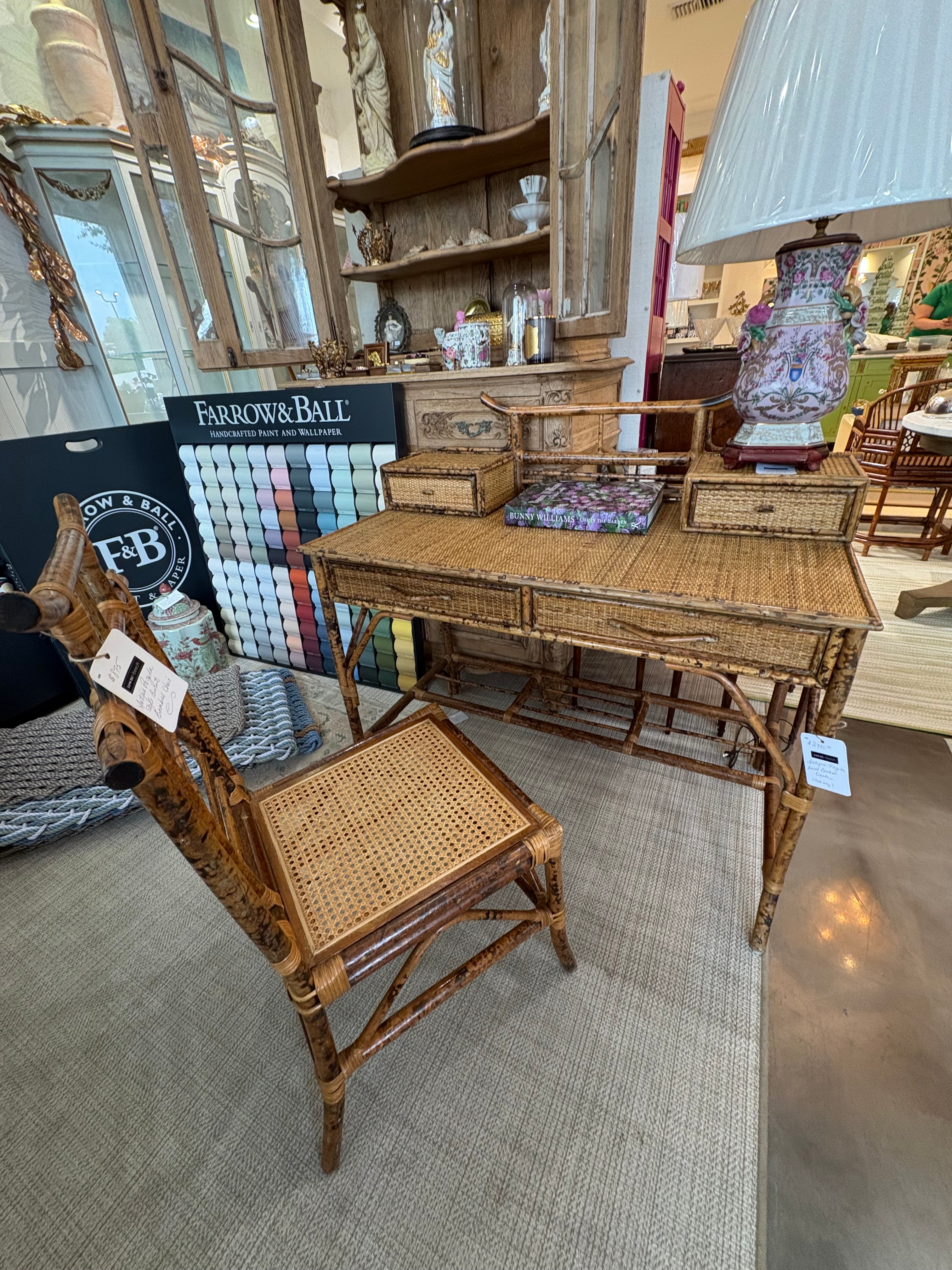 Antique Pagoda Burnt Bamboo Desk