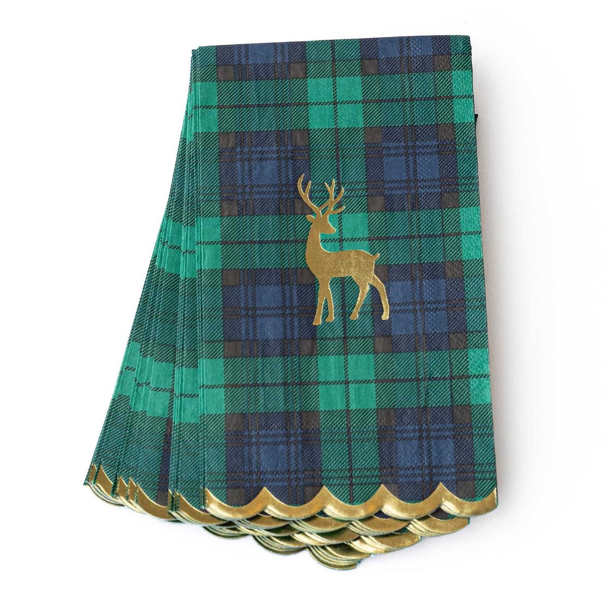 Blackwatch Plaid Gold Foil Guest Towels, 16-Ct