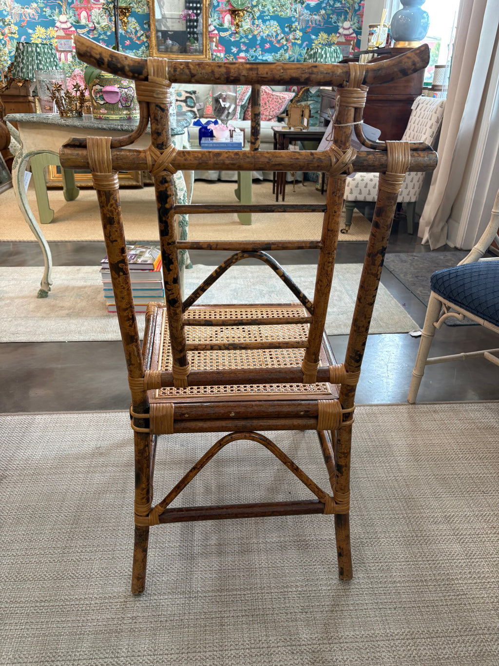 Antique Pagoda Style Burnt Bamboo Chair