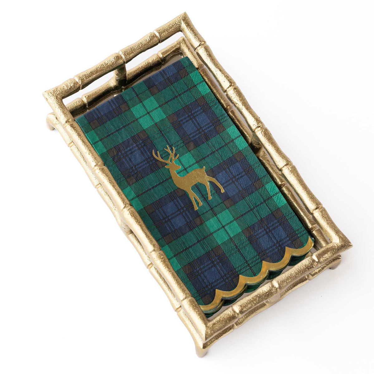 Blackwatch Plaid Gold Foil Guest Towels, 16-Ct