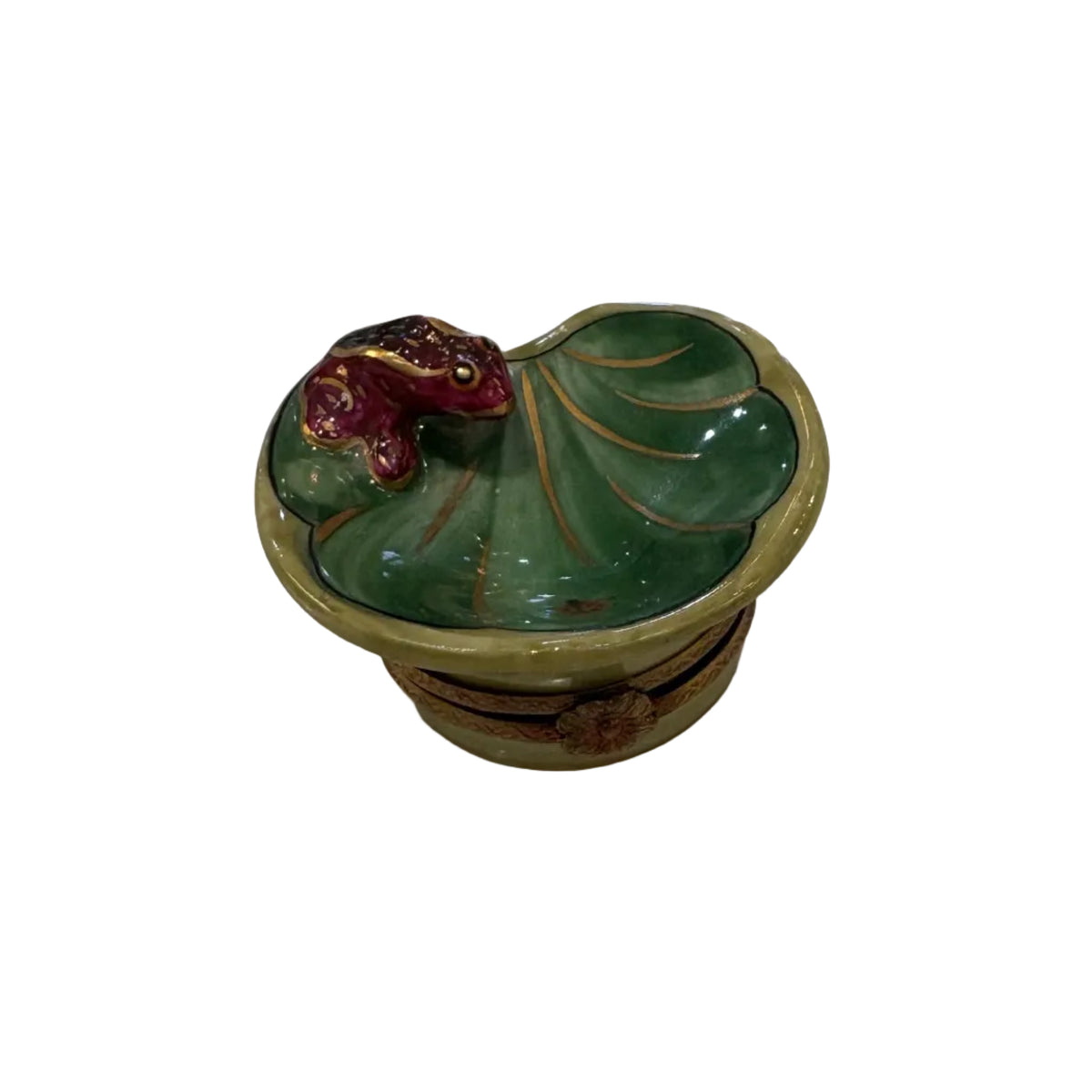 Limoges Frog & Lily Pad Trinket Box