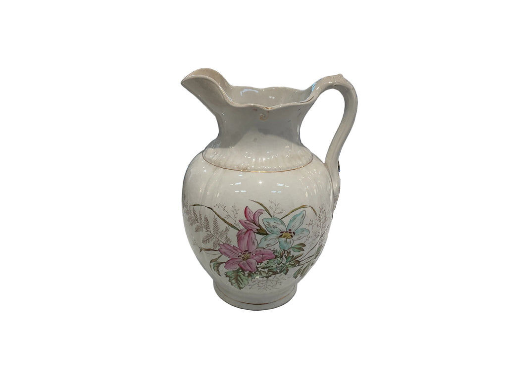 Ben Hur Vintage Transfer Ware Floral Pitcher
