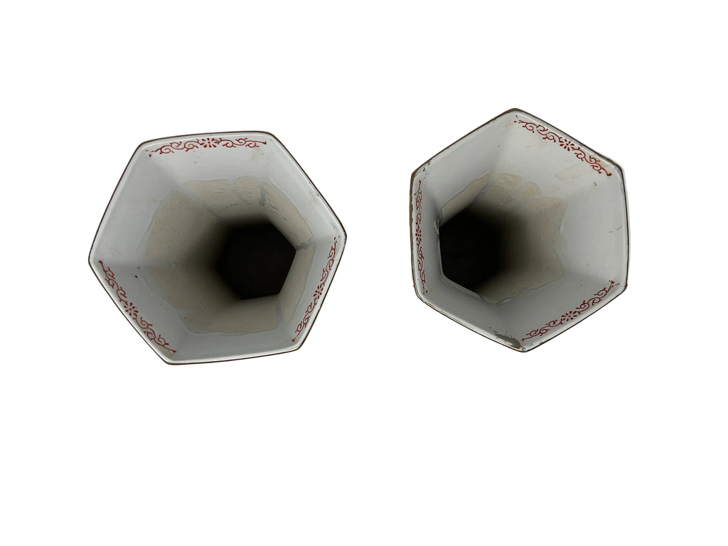 Bok Choy Famille Vert Butterly Vases (Pair)