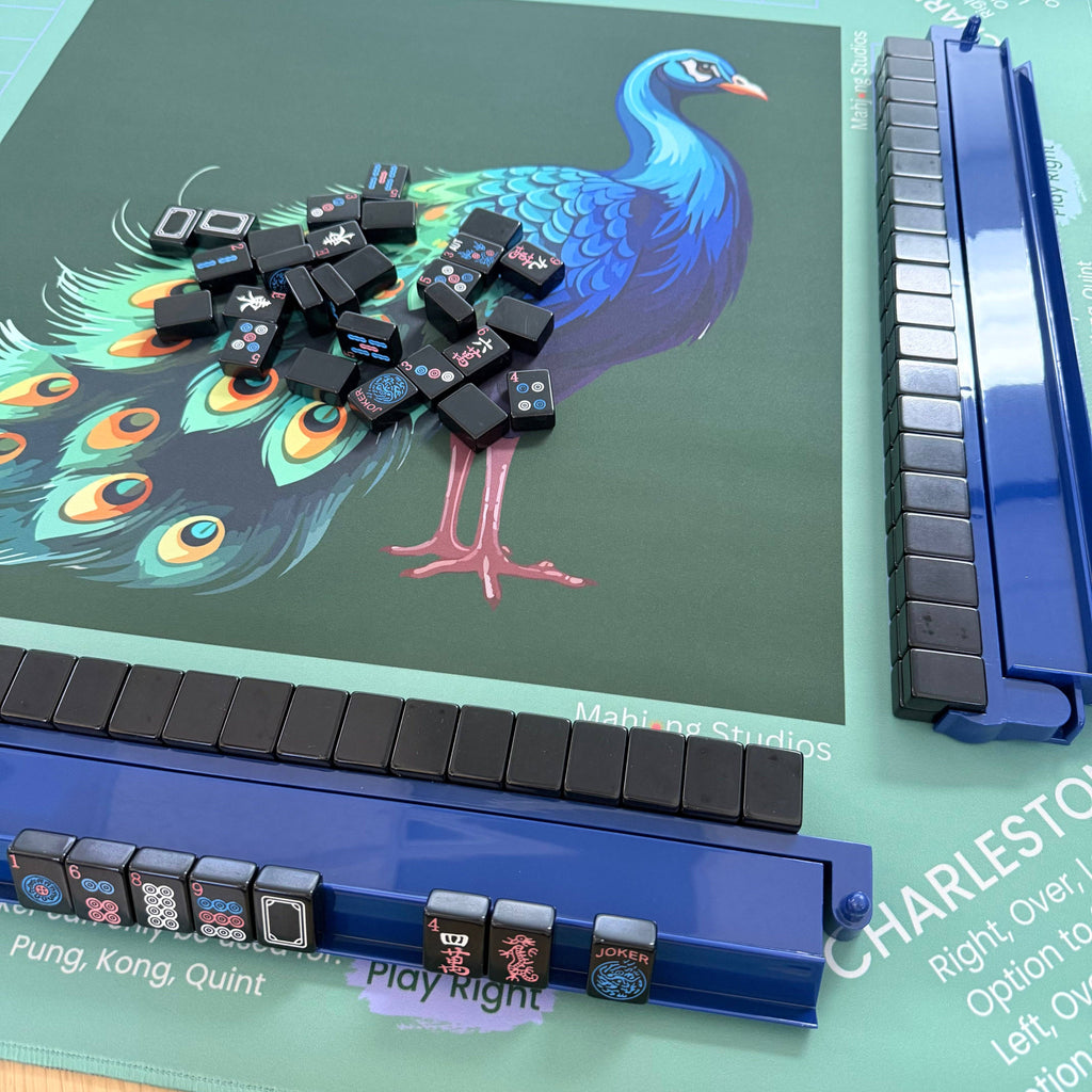 Jade Peacock Mahjong Mat - ships rolled