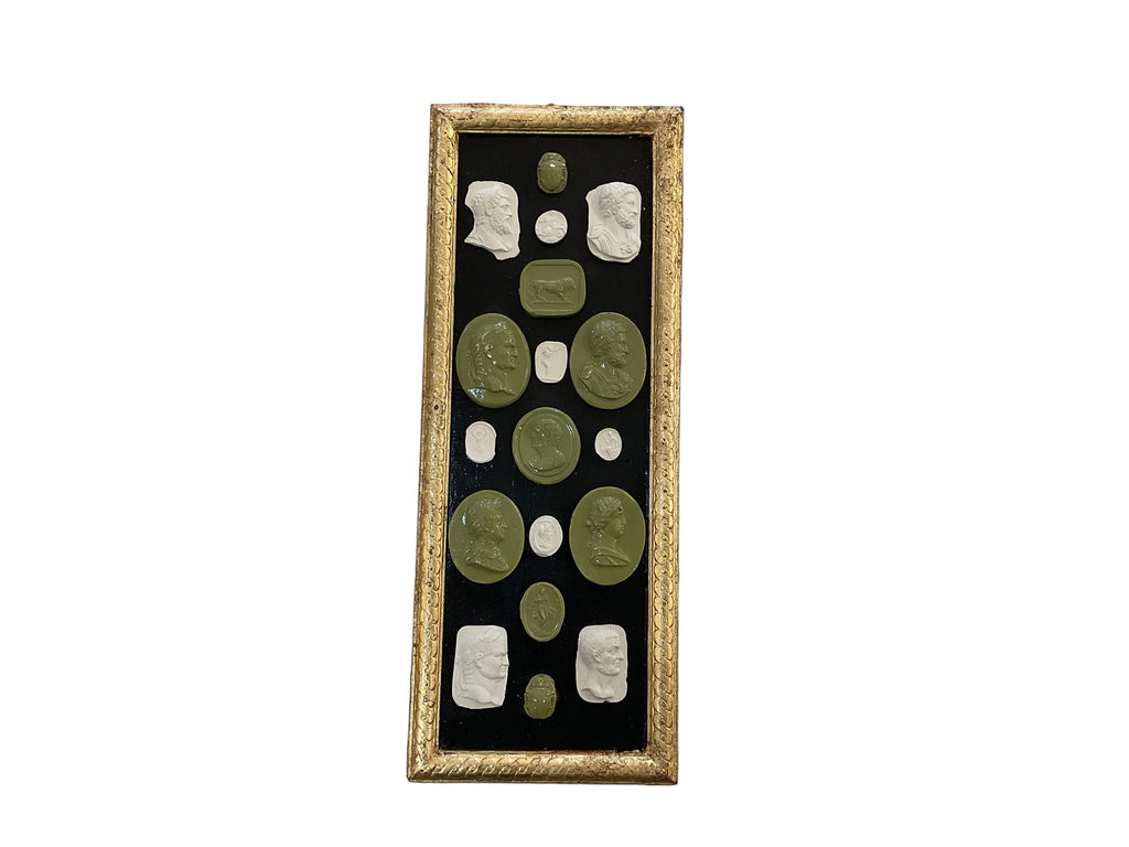 Antique Grand Tour Intaglio Collection on gilt wood frame