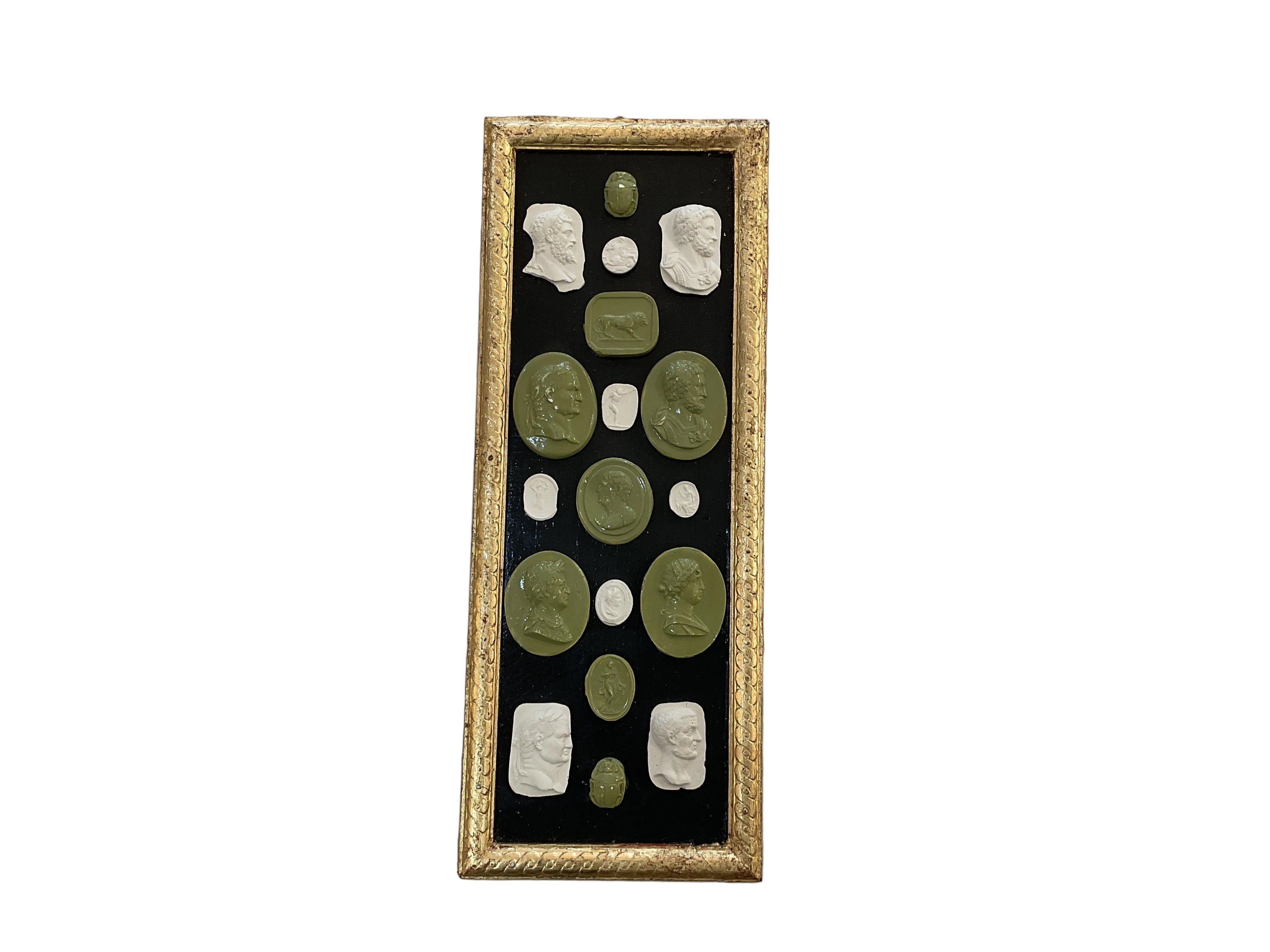 Antique Grand Tour Intaglio Collection on gilt wood frame