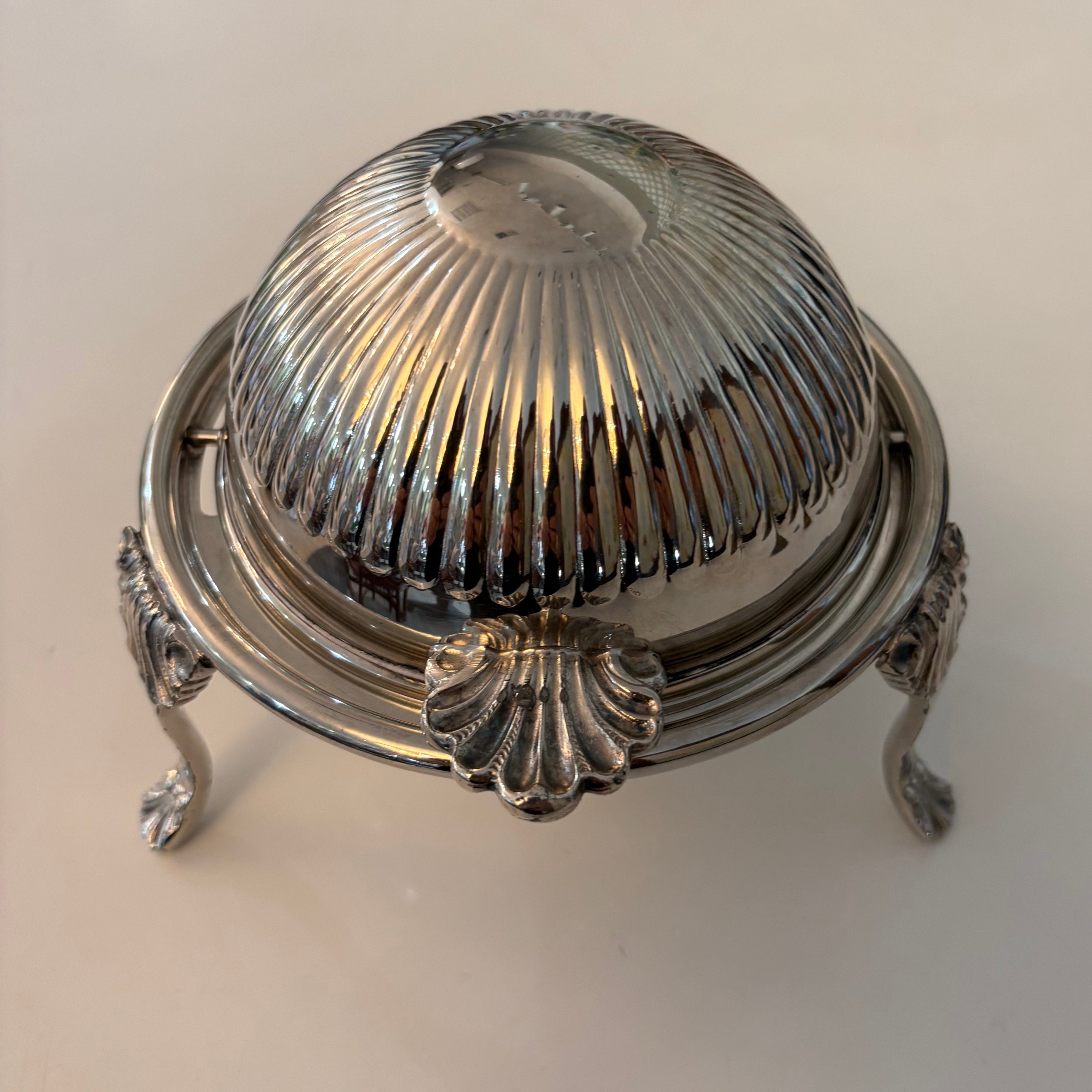 Small lidded silver plate butter dish