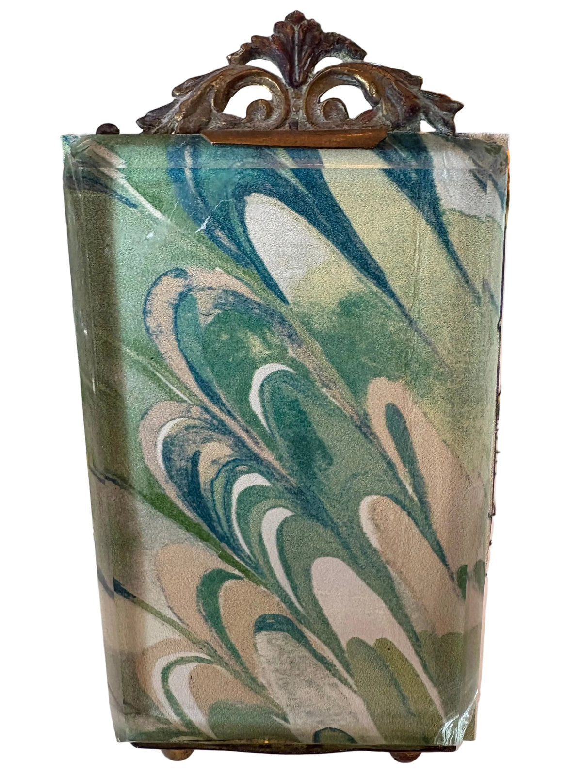 French Beveled Crystal and Bronze Antique Frame